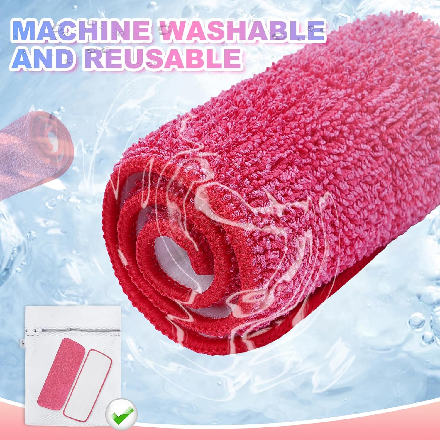 iKEEPOW Replacement Microfiber Mop Pads 4 Pack