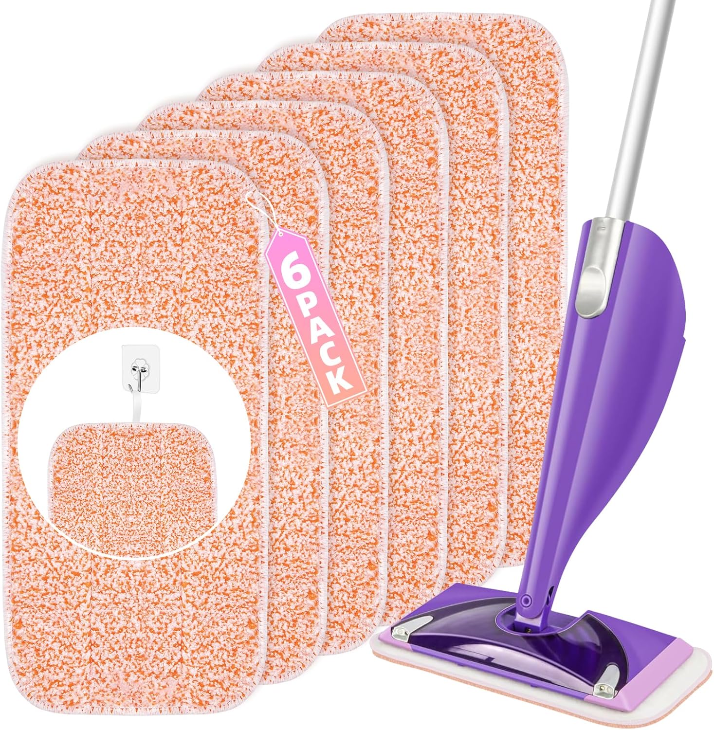 LOVECO Power Scrubbing Reusable Mop Pads 6 Pack