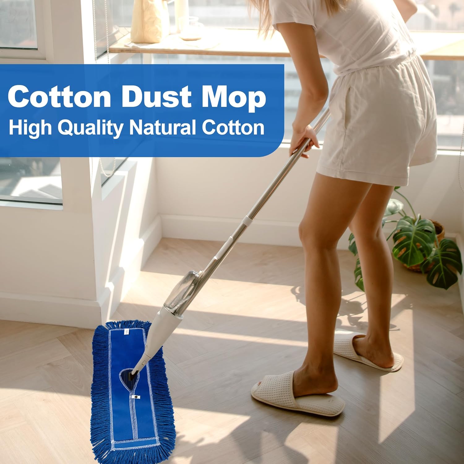 4 Pack 24-Inch Washable Dust Mop Heads - No Clinging Easy to Use