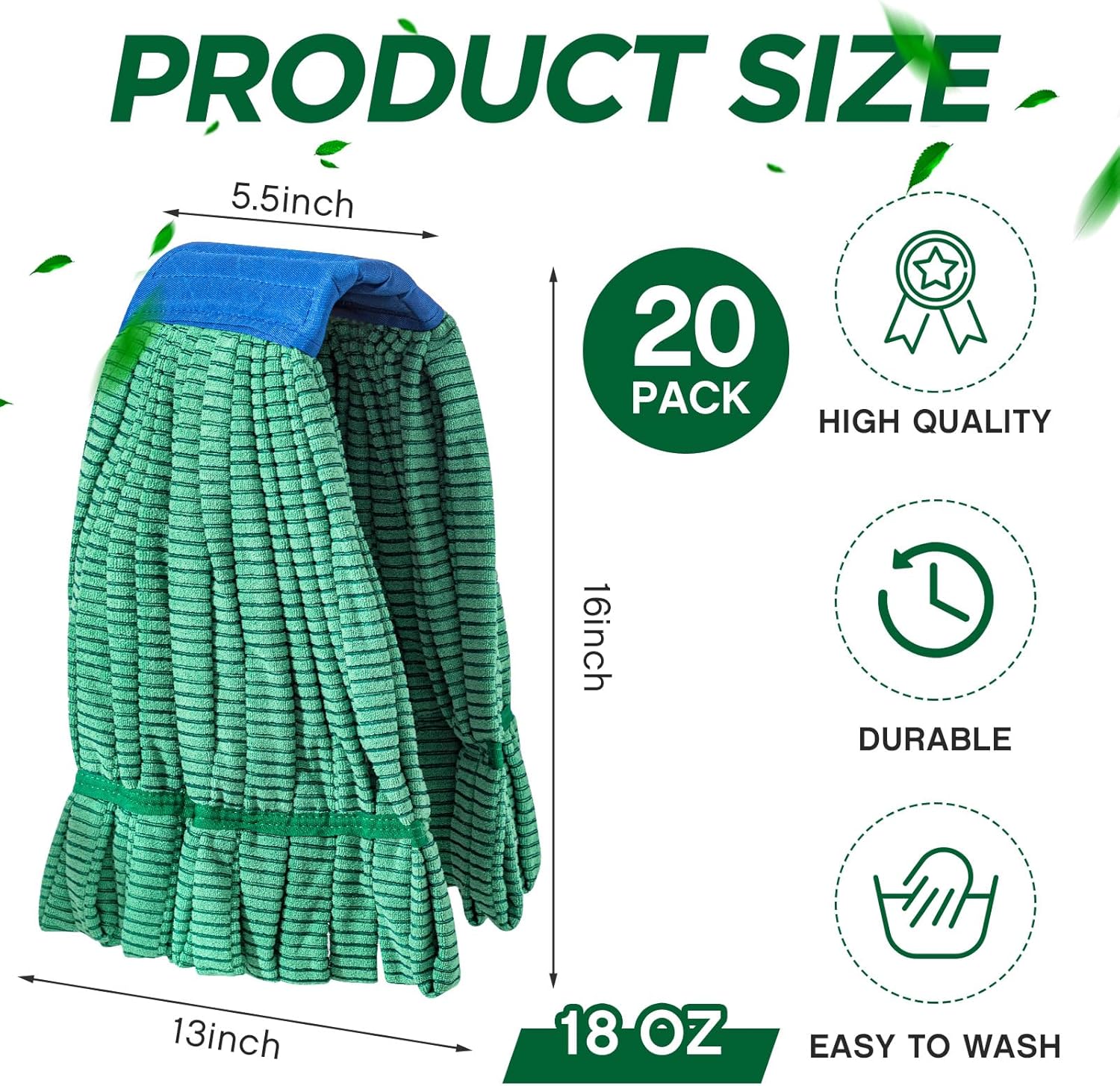 Hushee 6 Pack Heavy Duty Microfiber Tube Mop Heads