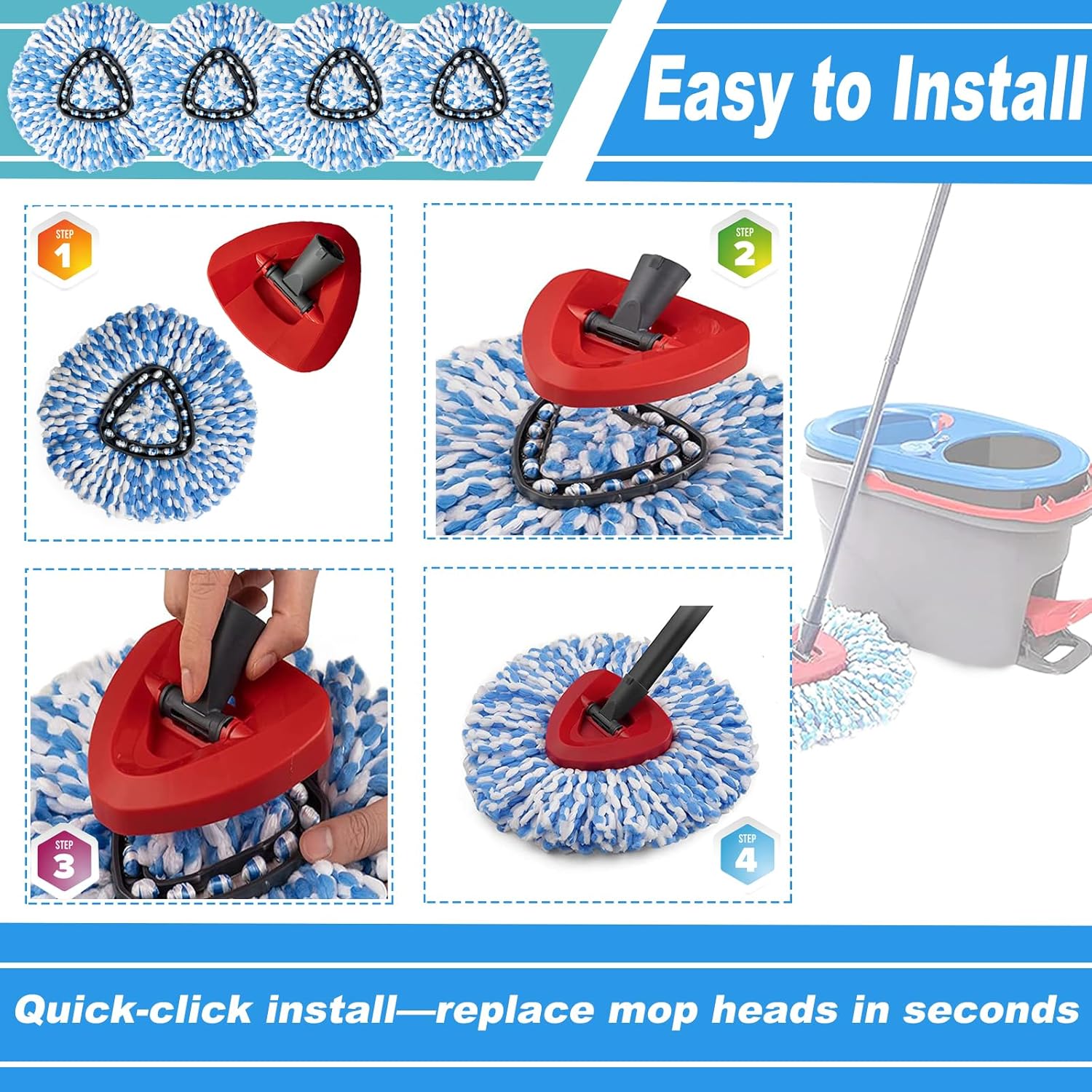 12 Pack Spin Mop Replacement Heads for RinseClean 2-Tank System