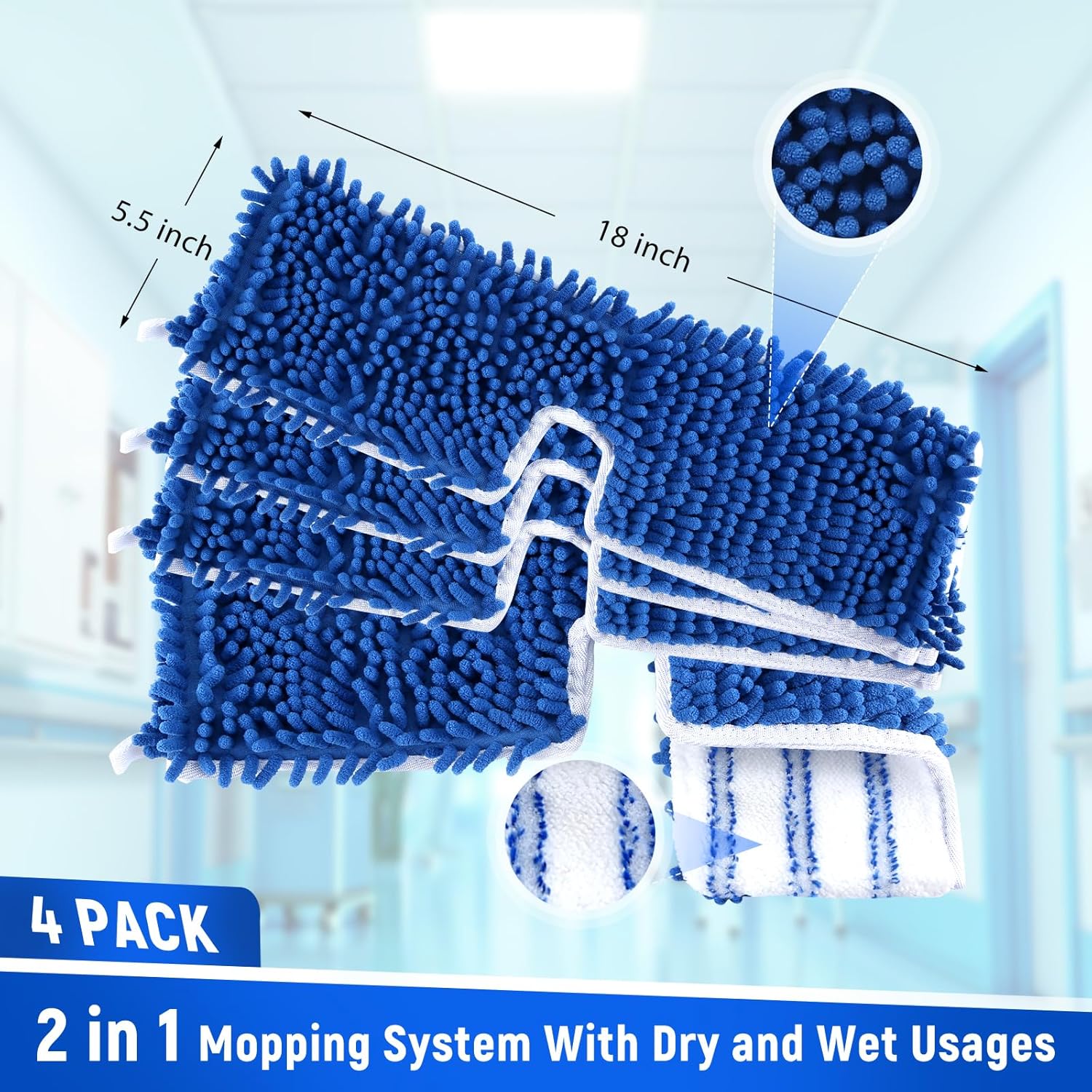 Kingmix 4 Pack Microfiber Flip Mop Refills