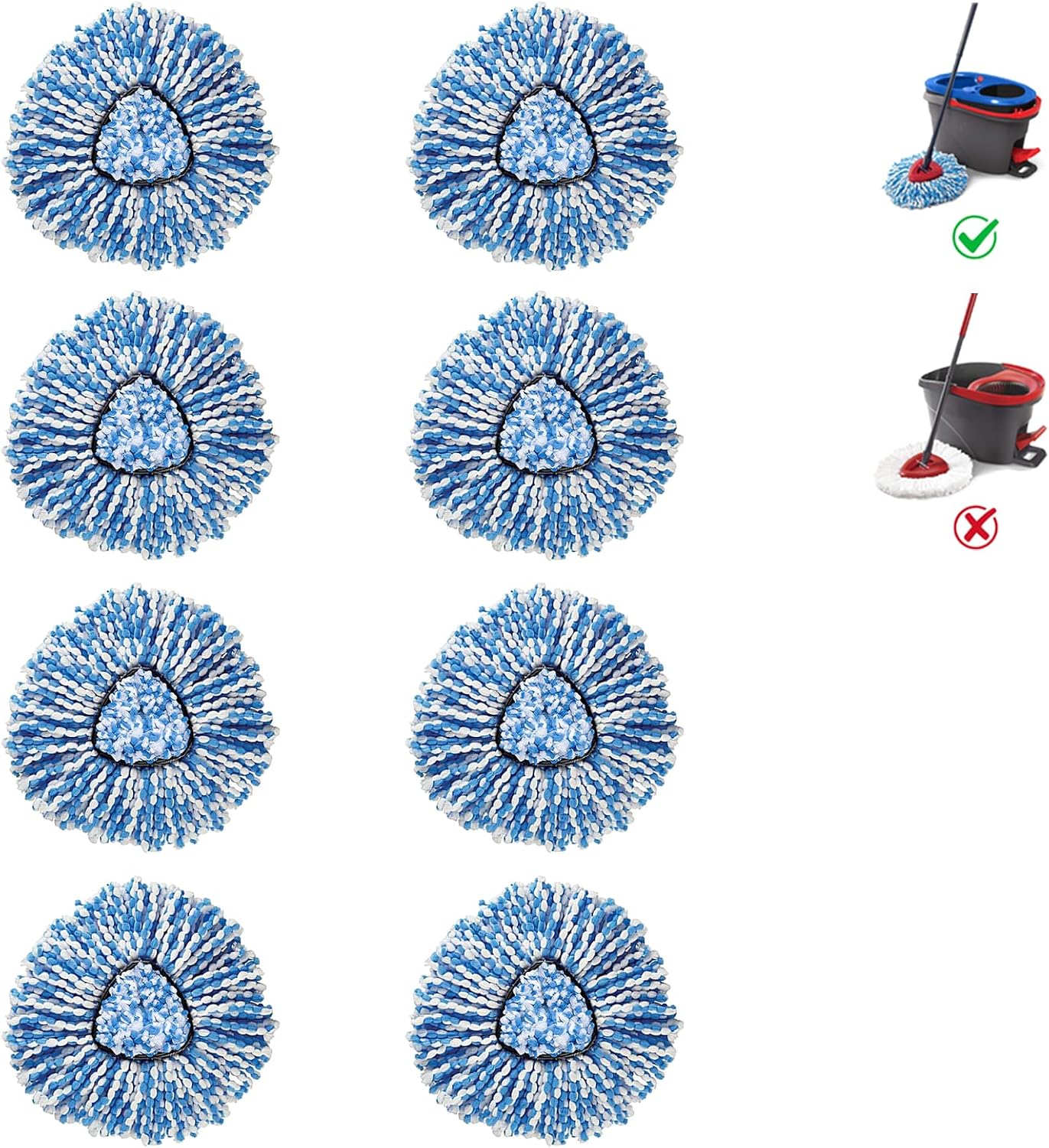 BonusLife 8-Pack Mop Head for RinseClean 2-Tank Spin Mop System