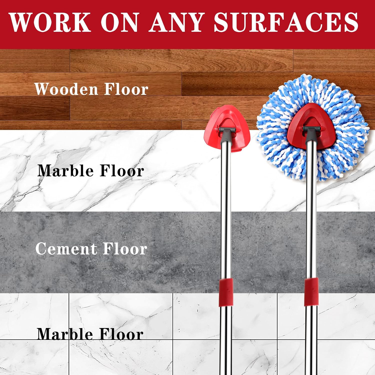 4 Pack Spin Mop Replacement Heads for 2-Tank System