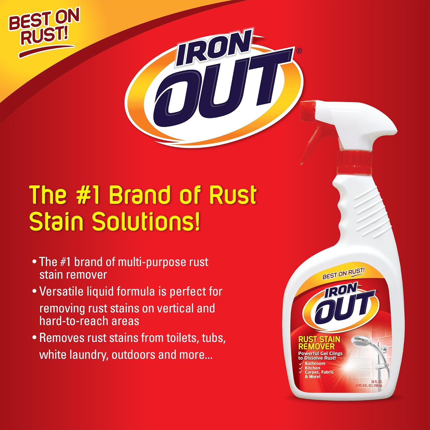 IRON OUT Spray Gel Rust Stain Remover 24 Oz Pack of 6