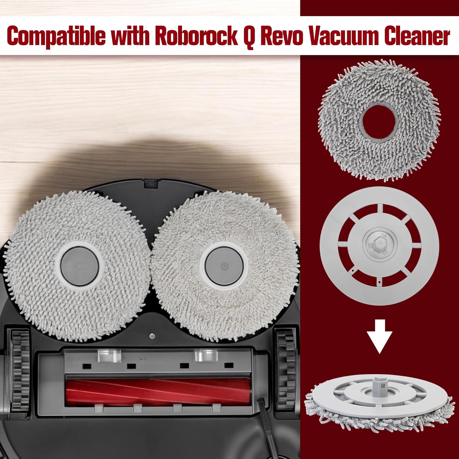 BuleVina 8Pcs Microfiber Mop Cloth Tray for Roborock Q Revo
