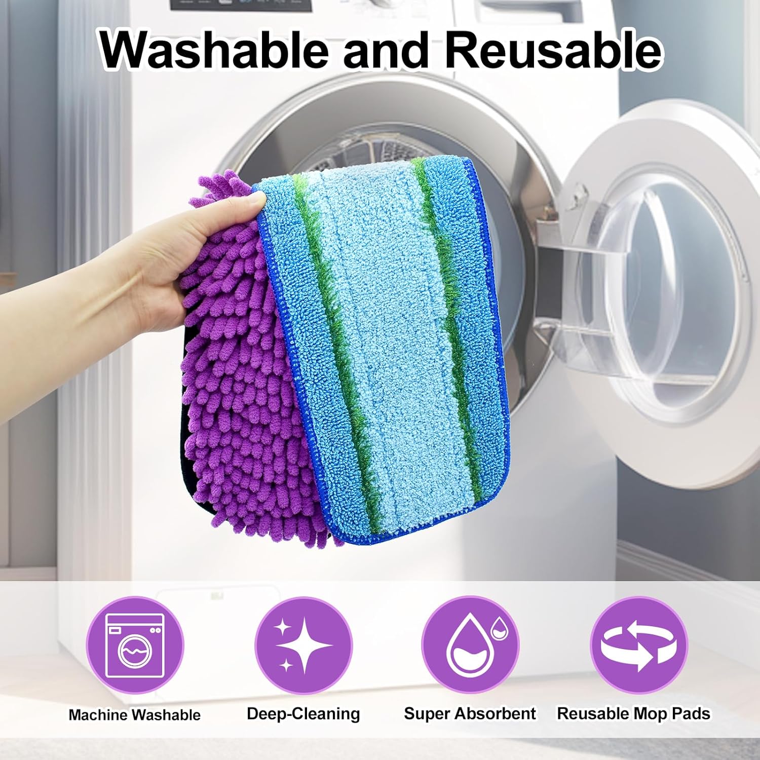 DLAIMI 6 Pack Pet Hair Microfiber Mop Pads Set