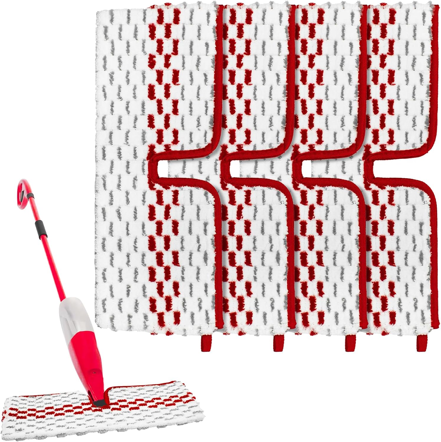 DLAIMI Microfiber Spray Mop Pads 4 Pack Red