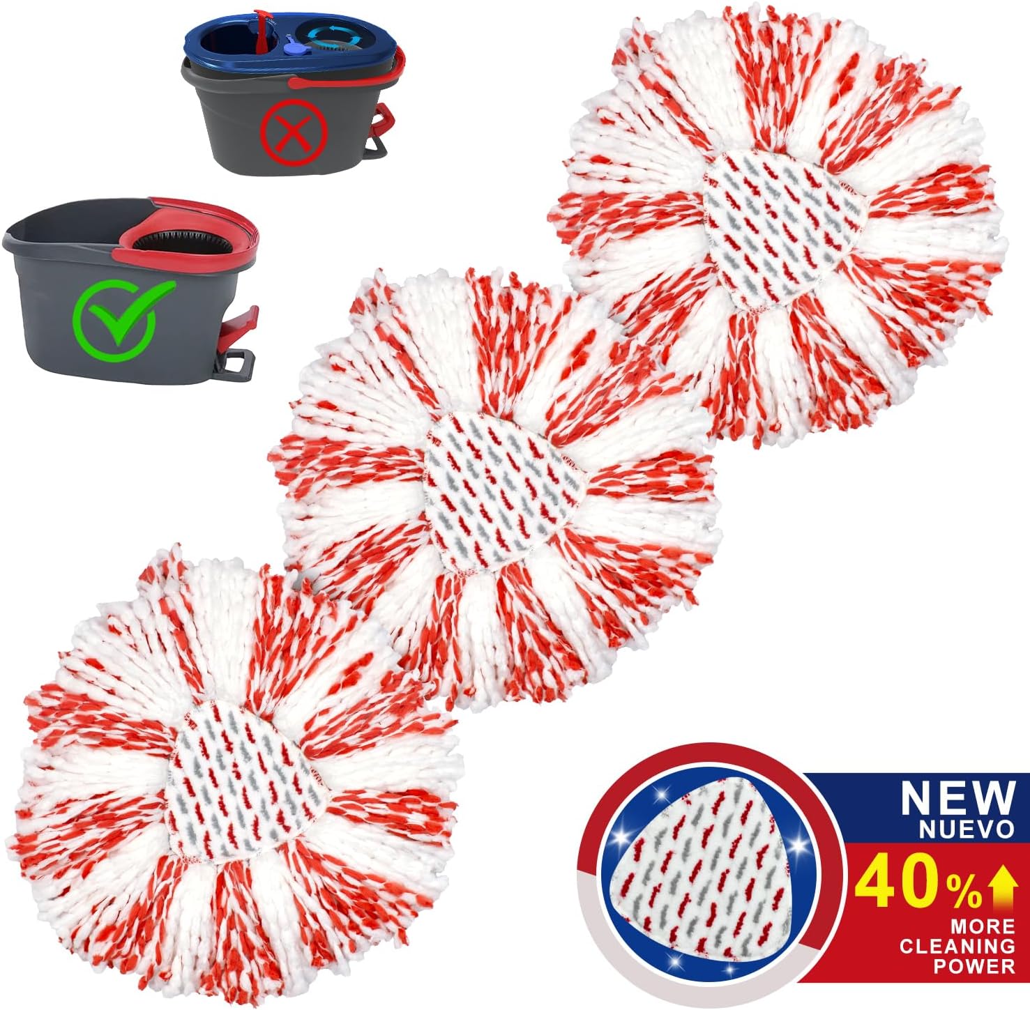 3 Pack Deep Clean Refill for Oceda EasyWring Spin Mop System