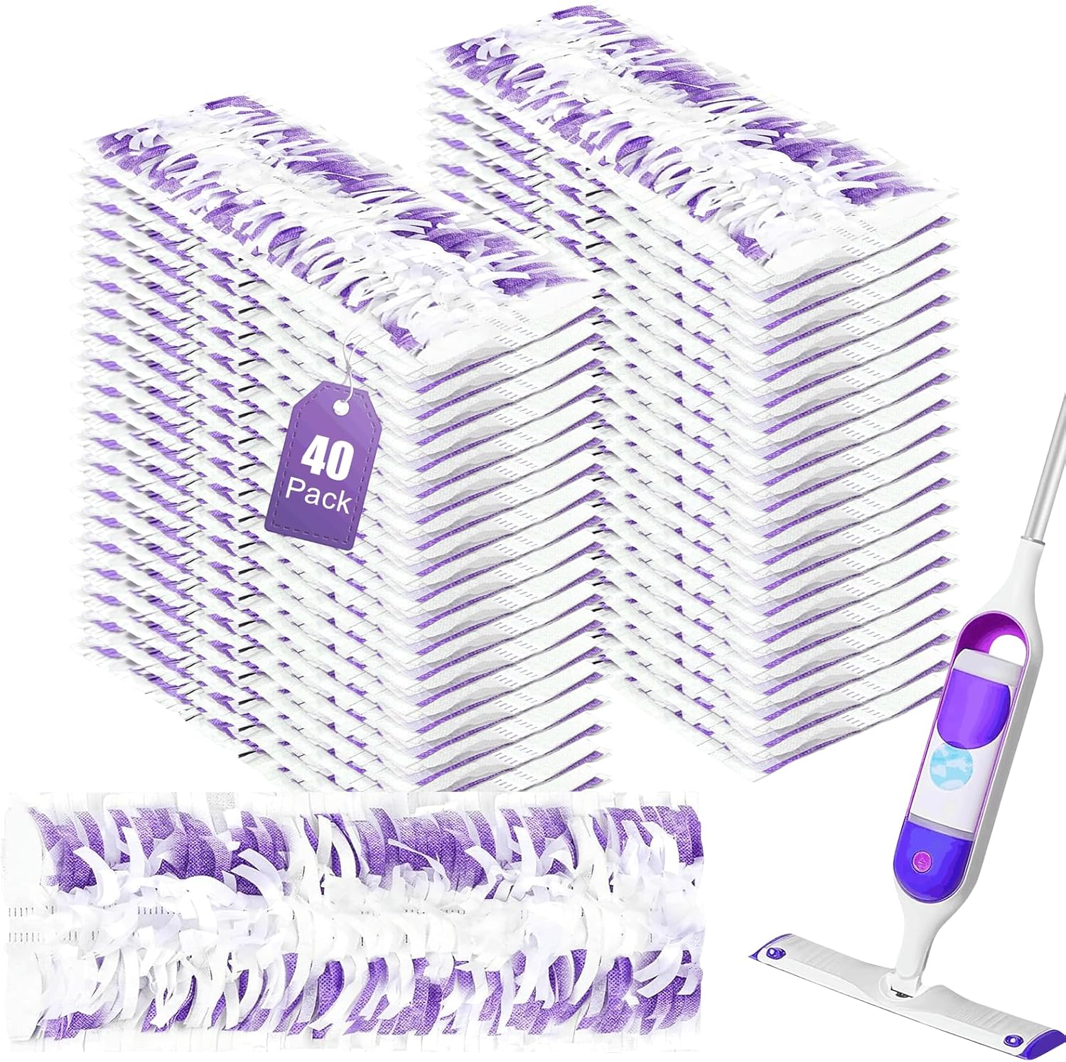 40 Pack Disposable Mopping Pads for Swiffer PowerMop Multi-Surface Wood Mops