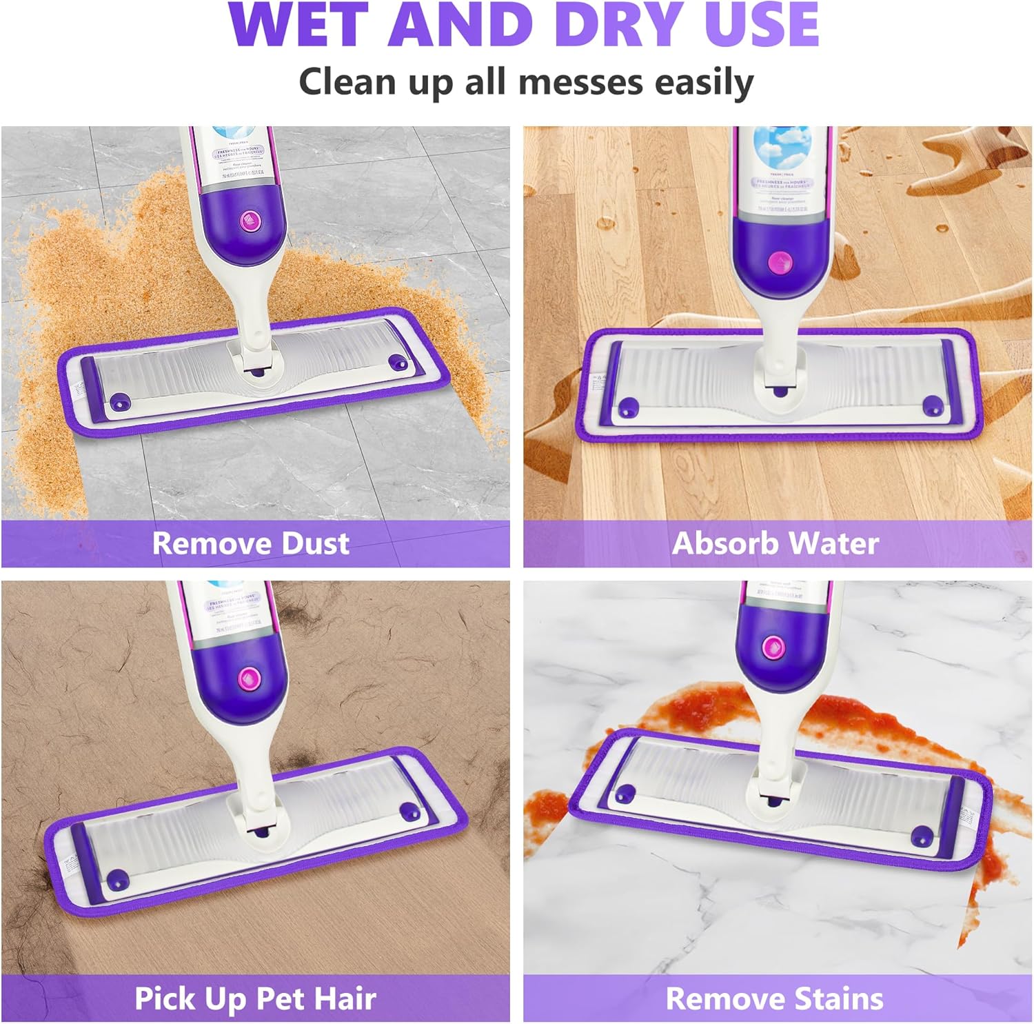 UMAYCOOL 6 Pack Reusable Swiffer Power Mop Pads Refills
