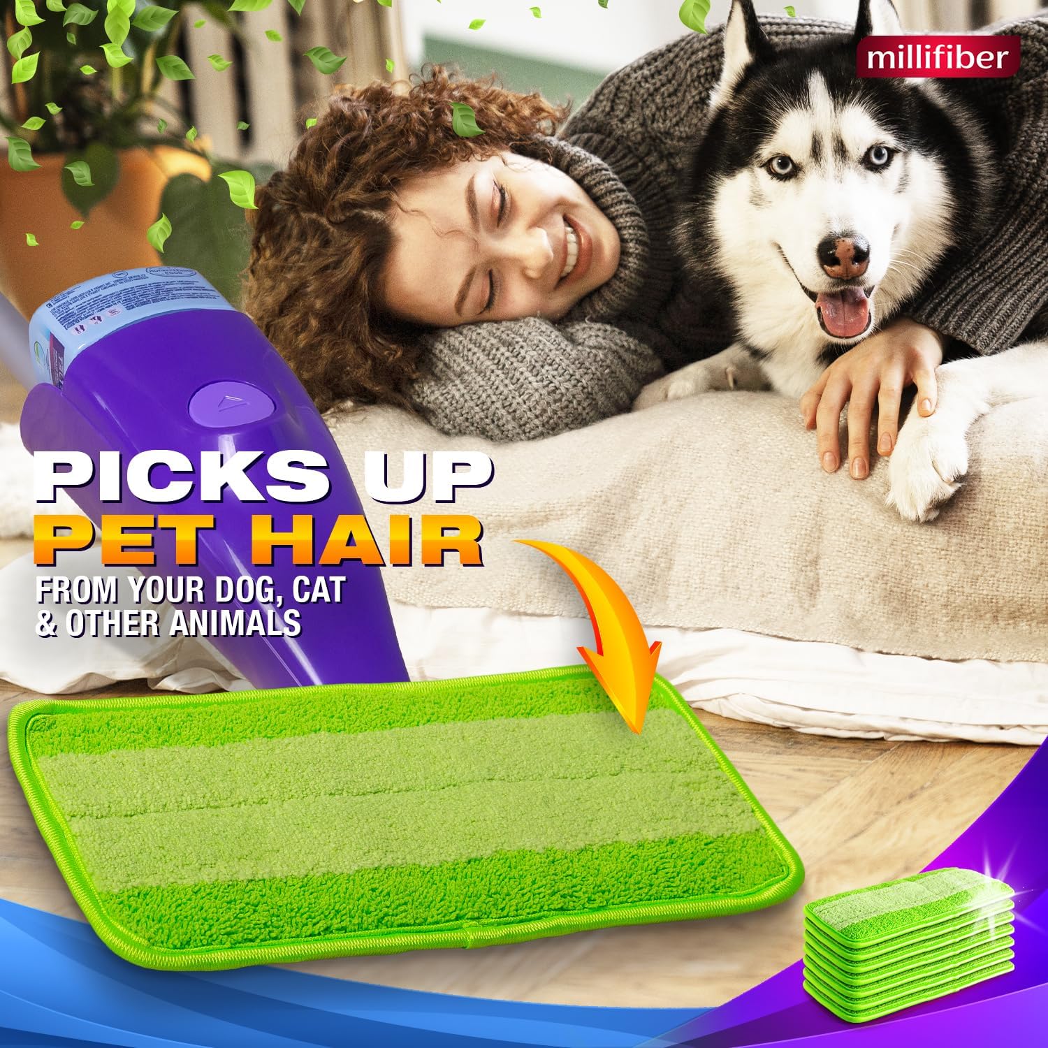 Millifiber Reusable Mop Pads 4 Pack - Eco-Friendly Swiffer WetJet Refill