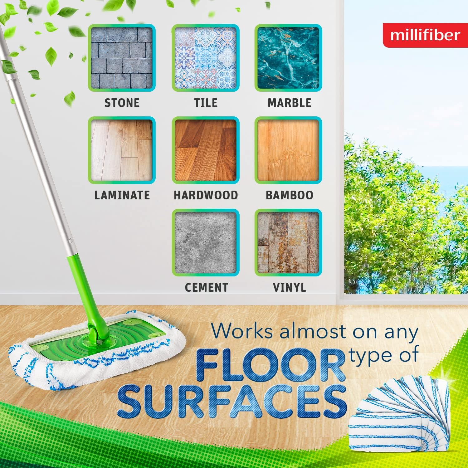 Millifiber Microfiber Mop Pads 4-Pack Swiffer Compatible