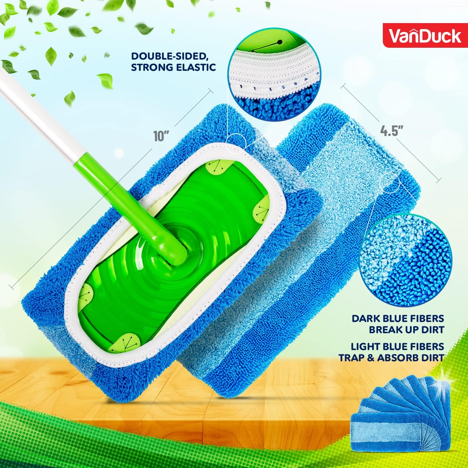 VanDuck Reusable Heavy Duty Mop Pads 2 Pack - Swiffer Compatible