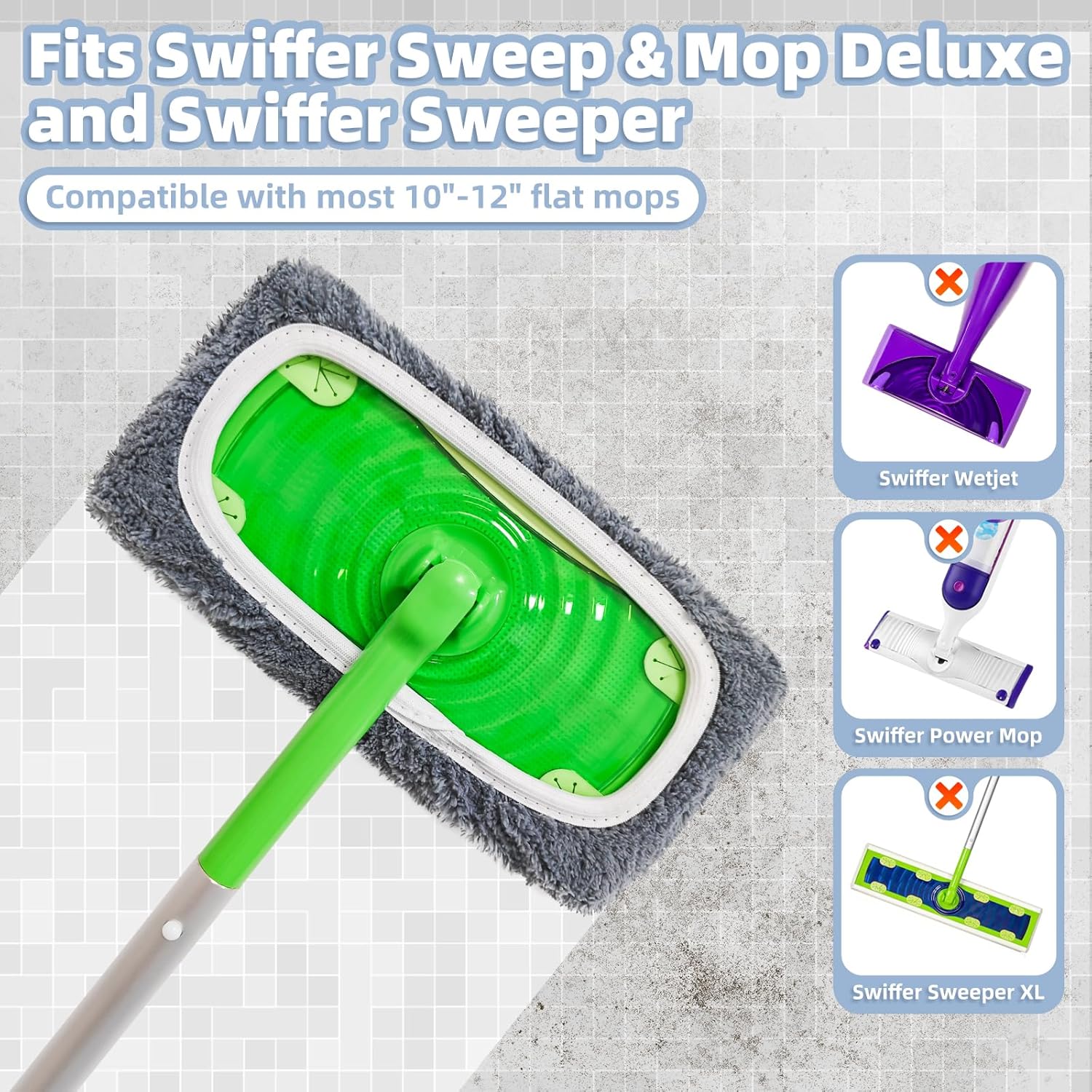 LOVECO Reusable Mop Pads Refill for Swiffer 6 Grey Pack