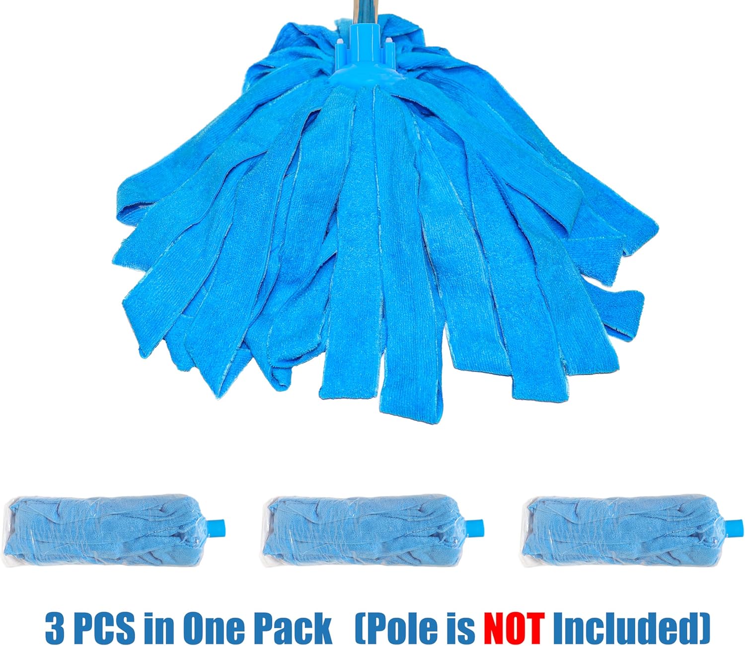 EaseYourDay Microfiber Mop Refill Blue 3pcs for 34 inch Poles