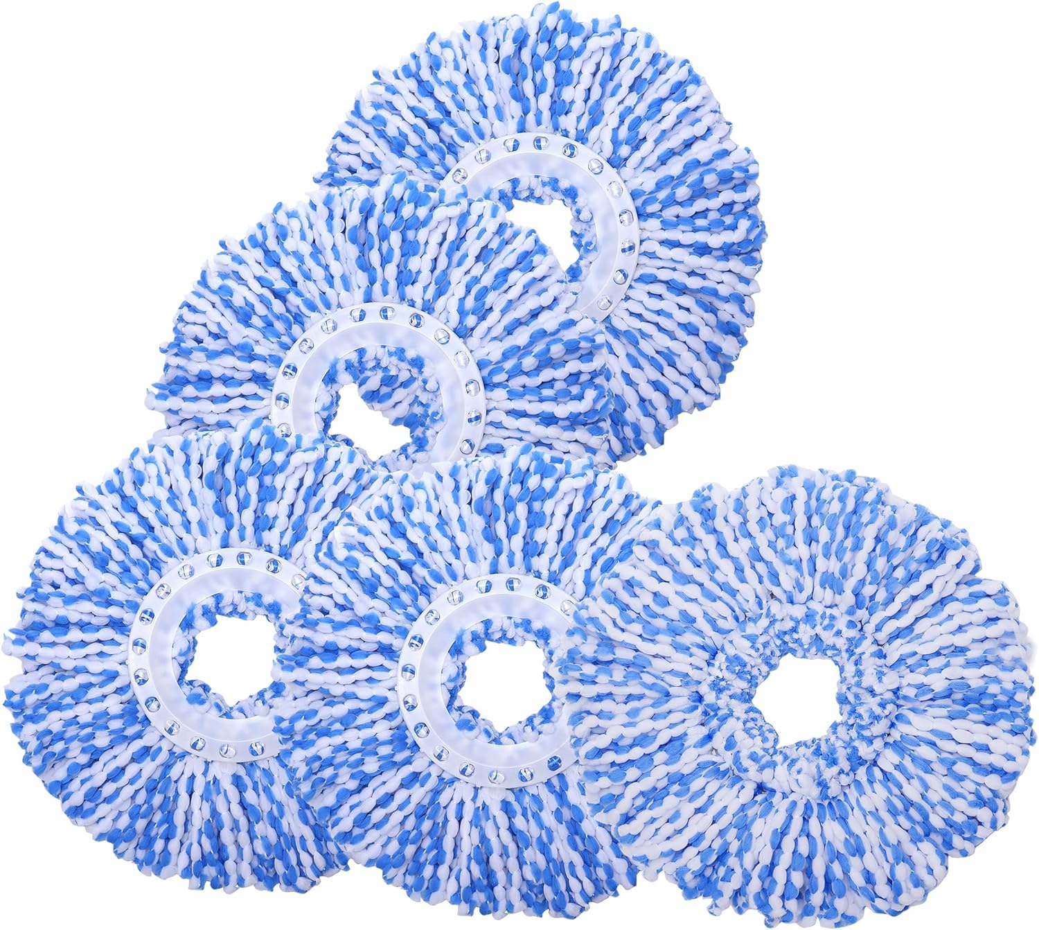 5 Pack Microfiber Spin Mop Replacement Heads Blue