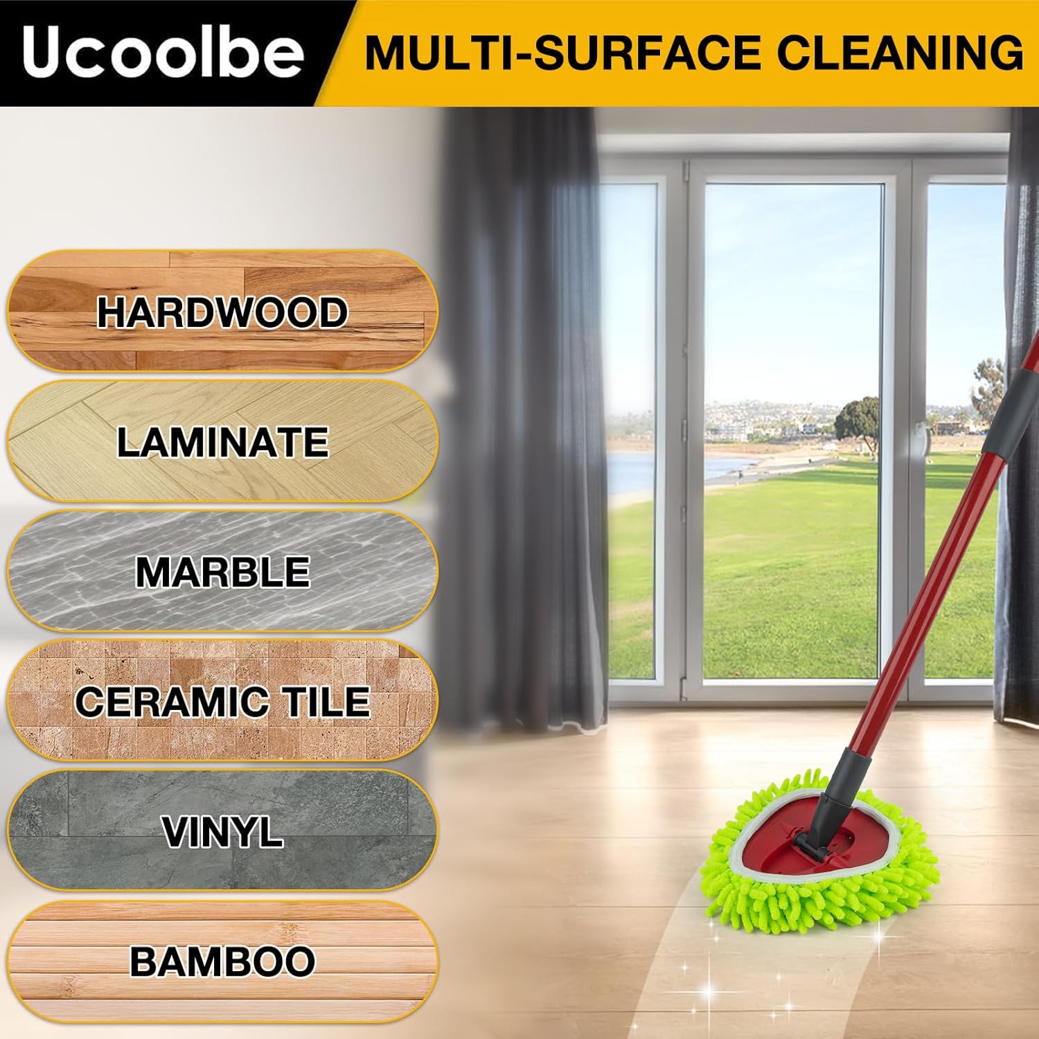 Ucoolbe Chenille Mop Head Refill 3 Pack for O Cedar EasyWring