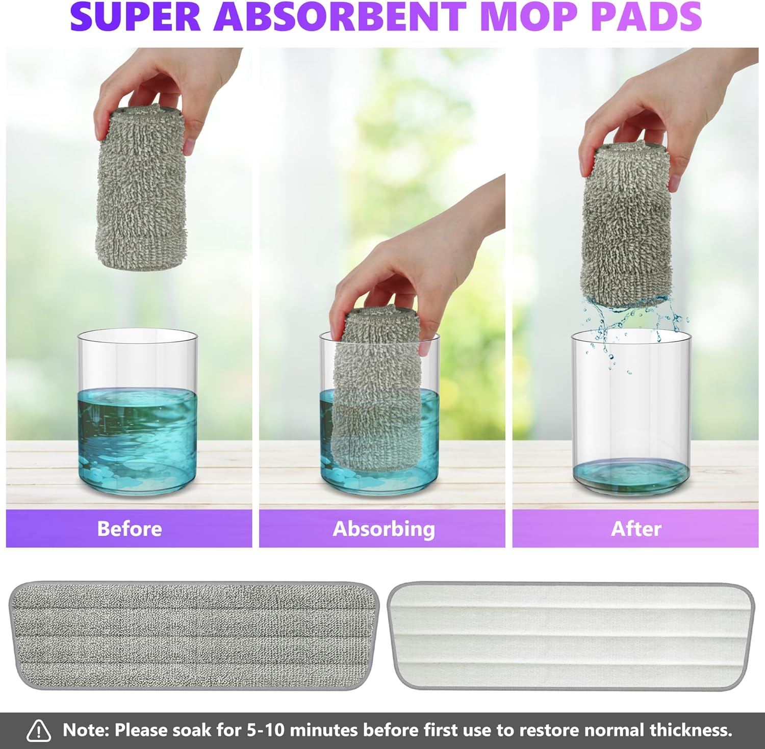 6 Pack Reusable Mop Pads for Swiffer PowerMop and All Floors