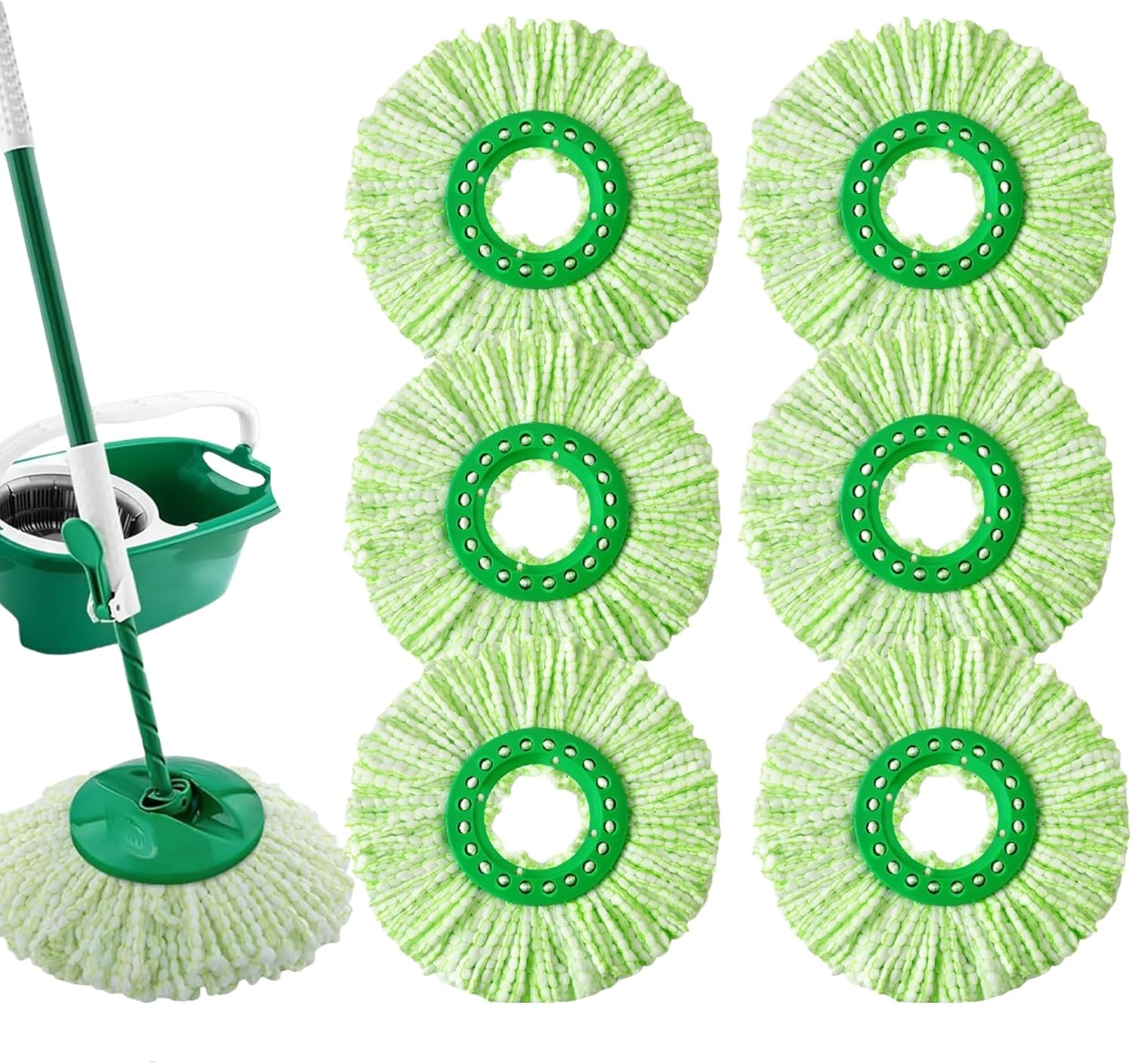6 Pack Microfiber Mop Head Replacement for Libman Tornado Spin Mop