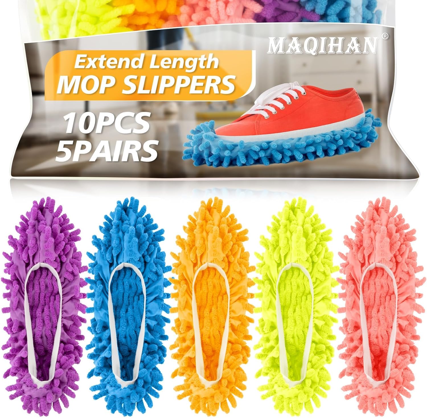 10 Mop Slippers for Floor Cleaning - Women Friendly