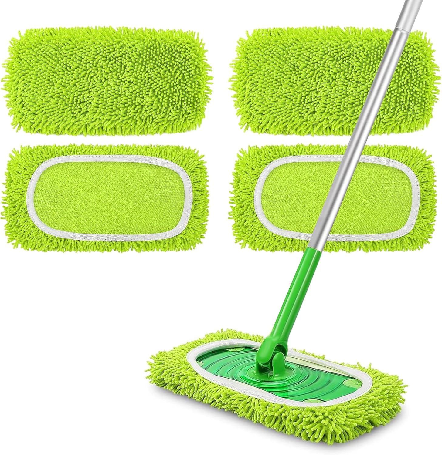 NEWE Reusable Microfiber Mop Pads 4 Pack Swiffer Compatible