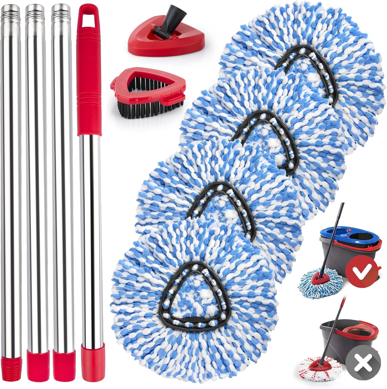 Ucoolbe Spin Mop Replacement Set for O Cedar RinseClean 2 Tanks