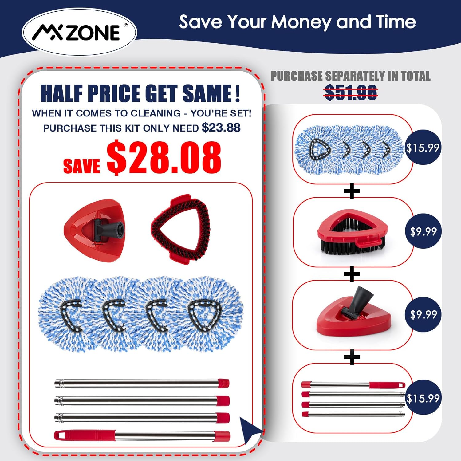 MXZONE Spin Mop Replacement Heads Set