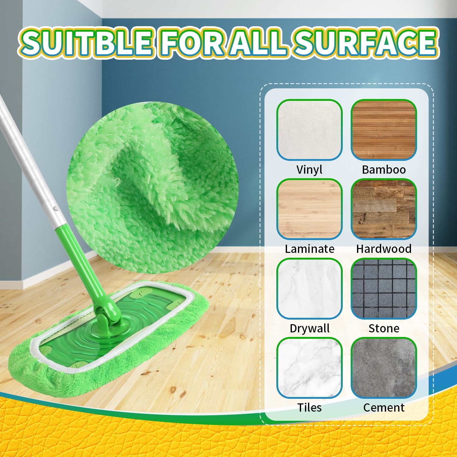 Zehrai Reusable Chenille Swiffer Mop Pads 5 Pack