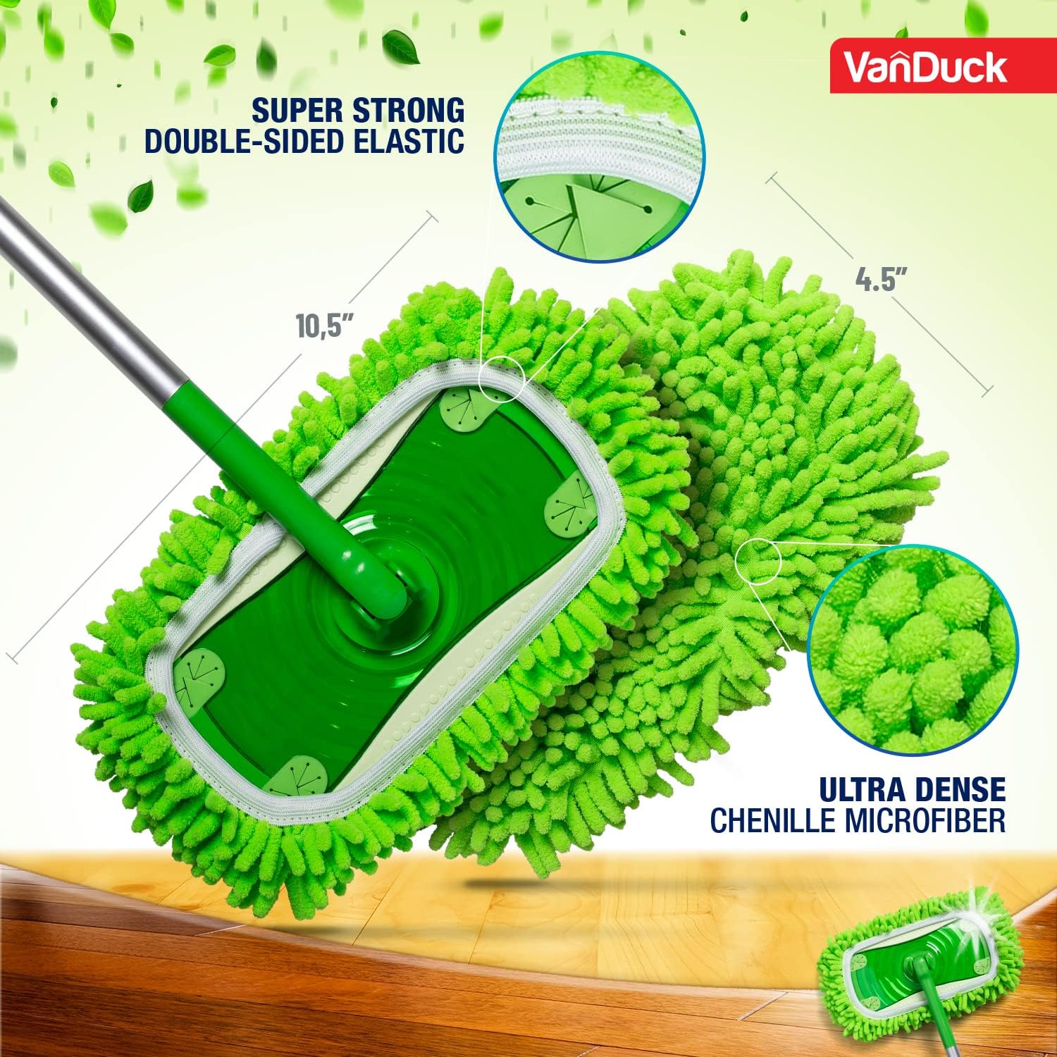 VanDuck Dust Mop Refill 6 Pack - Microfiber Pet Heavy Duty Dry Cloth