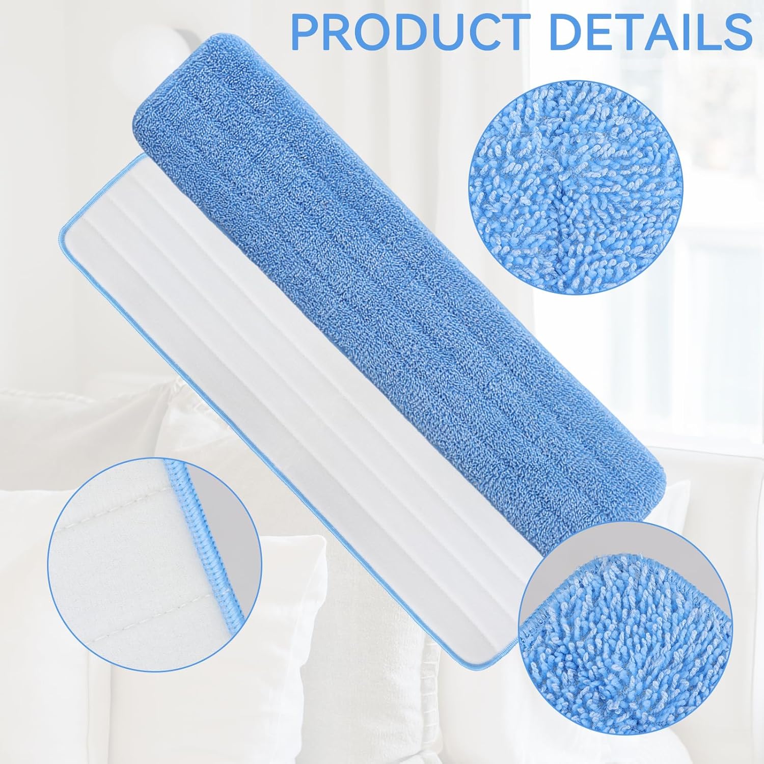 BeiLan 24 Microfiber Mop Pad Refills - 8 Pack Reusable Wet Dry Cleaning Pads
