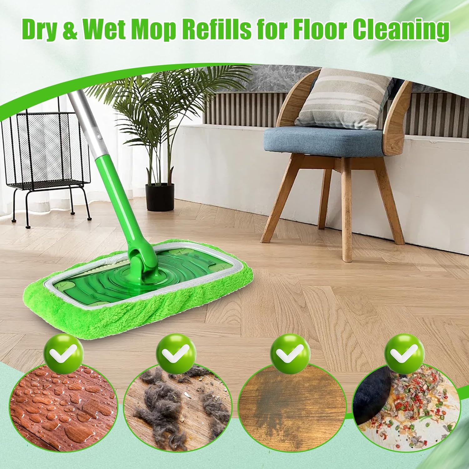 6 Pack Reusable Microfiber Mop Pads for Swiffer Sweeper Mop