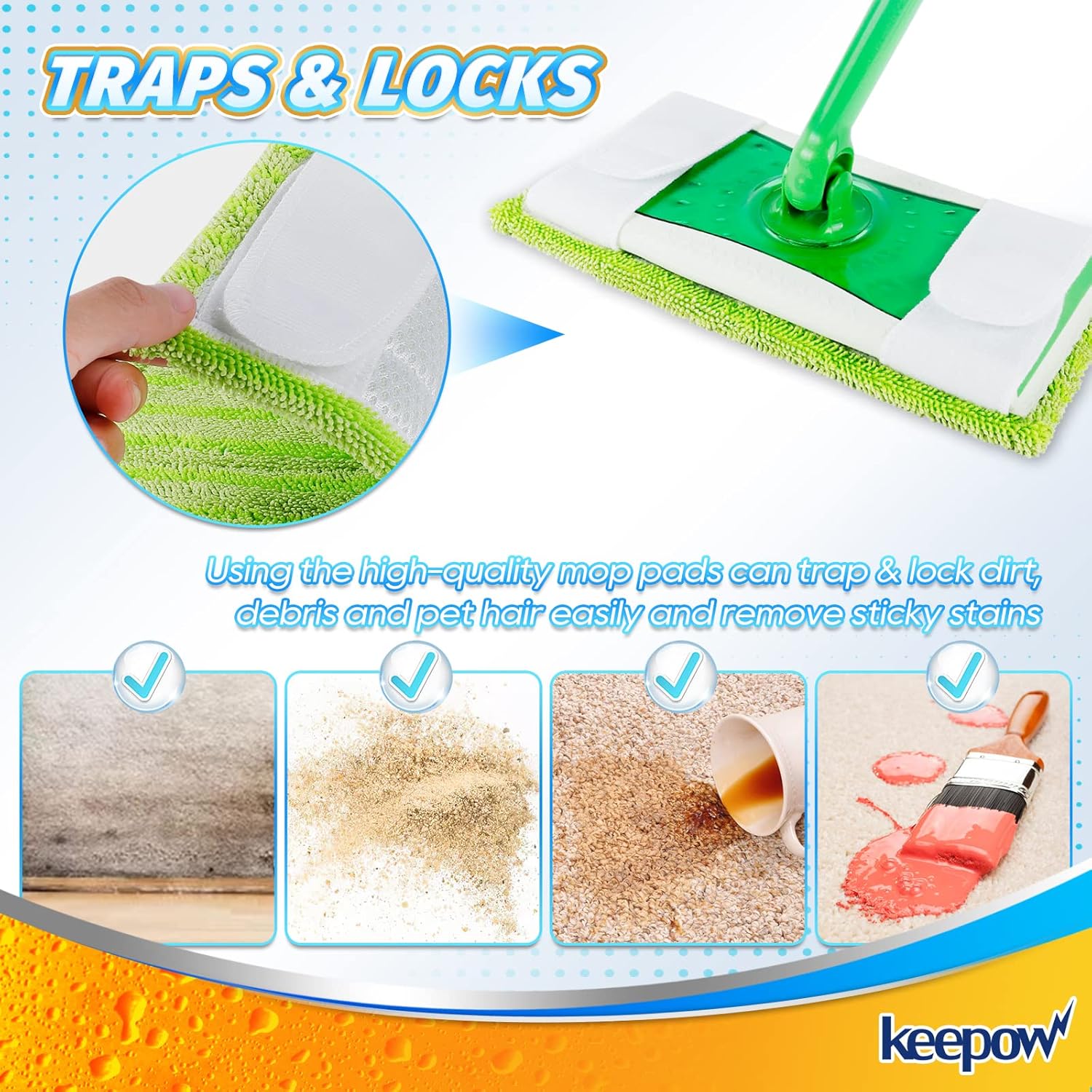 KEEPOW Reusable Mop Pads for Swiffer Sweeper Mop 6 Pack 1