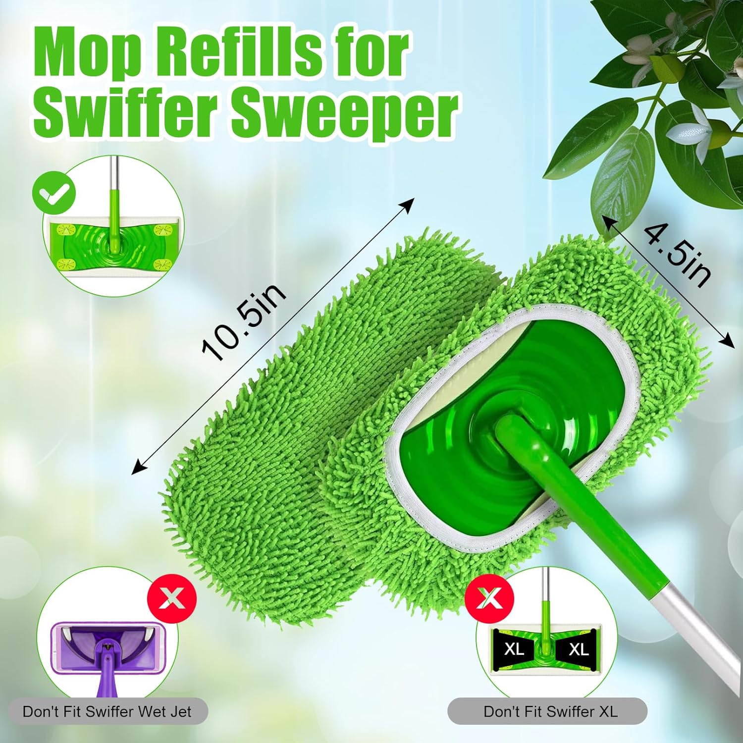 6 Pack Reusable Microfiber Mop Pads for Swiffer Sweeper Mop