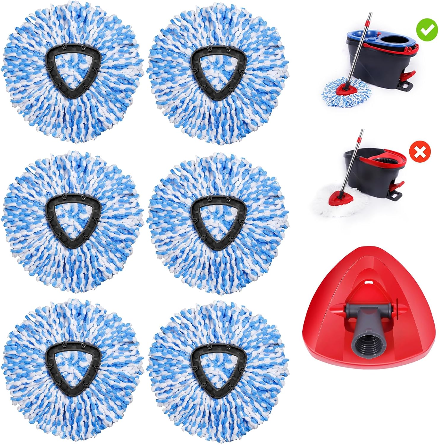 6 Pack Mop Replacement Heads for Oceda RinseClean 2-Tank System