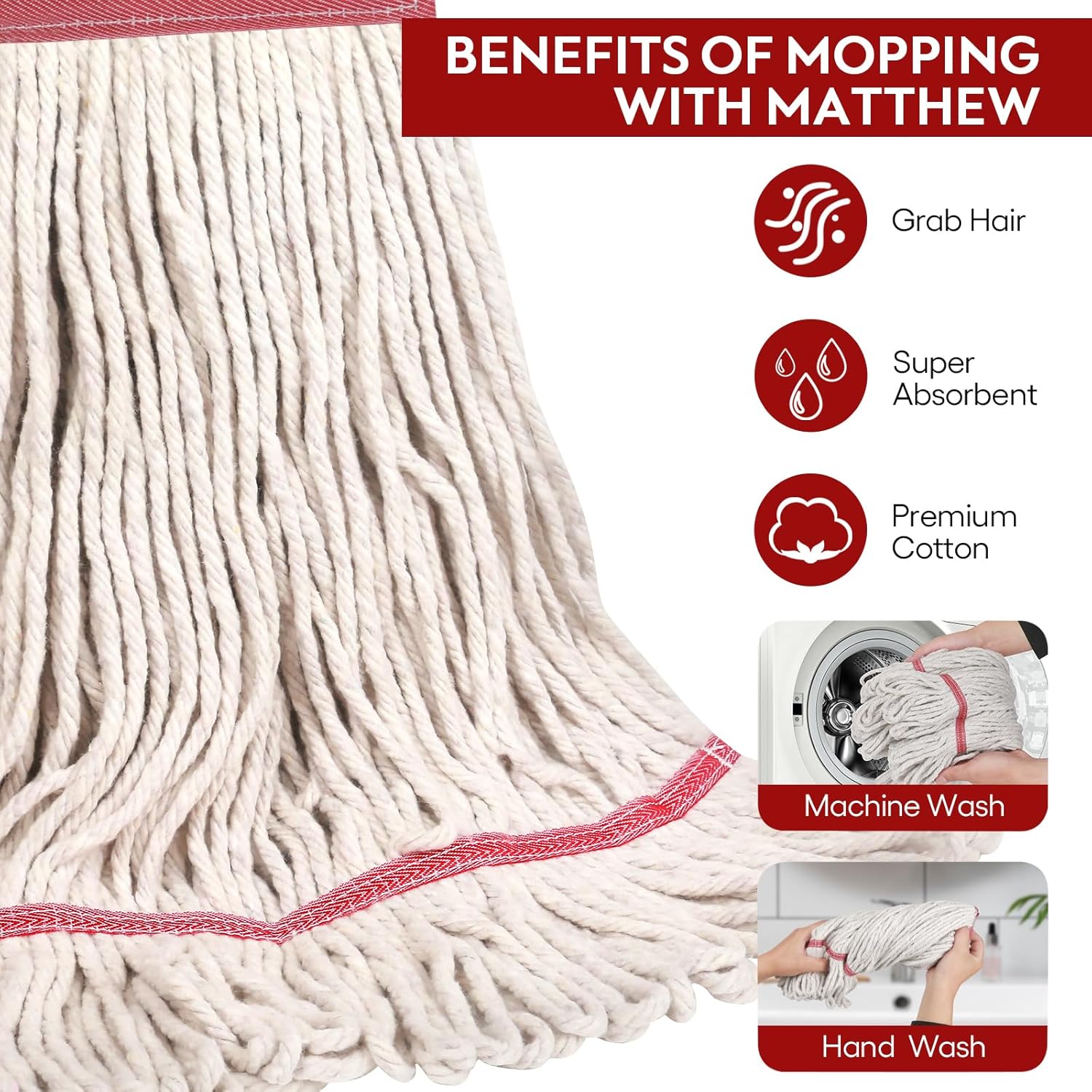L Luke Supply Heavy Duty Mop Head Replacement Pack of 3