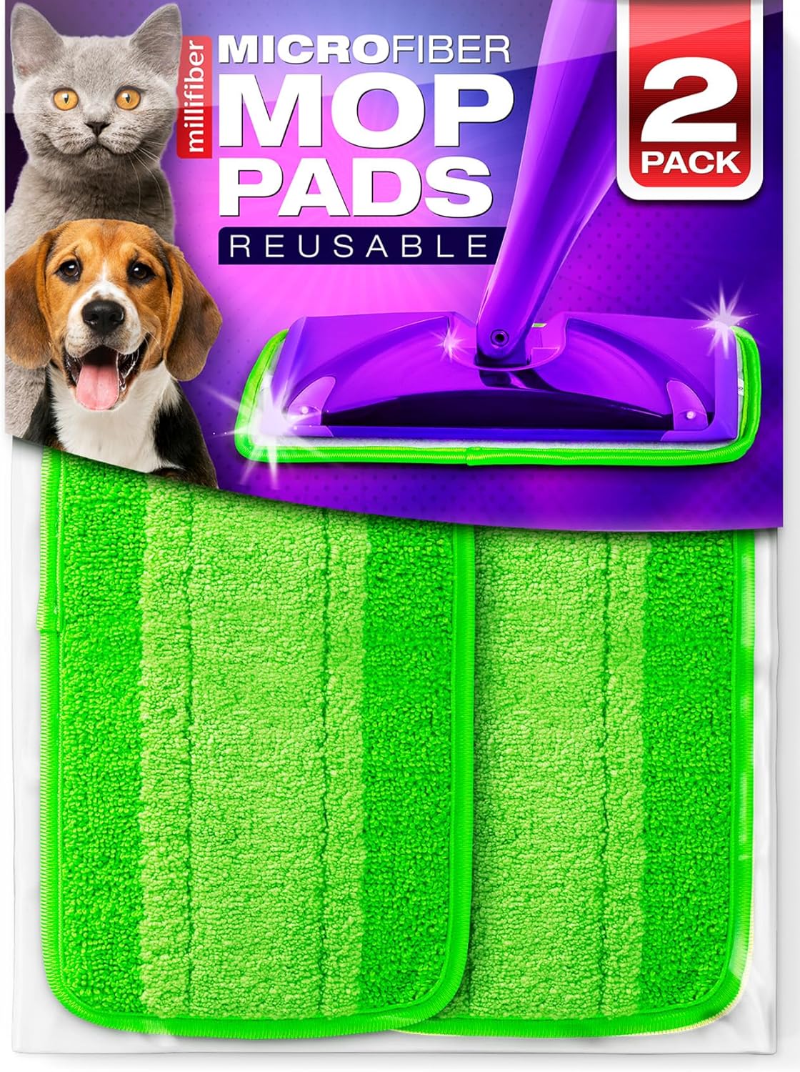 Millifiber Reusable Mop Pads for Swiffer WetJet 2 Pack - Eco-Friendly