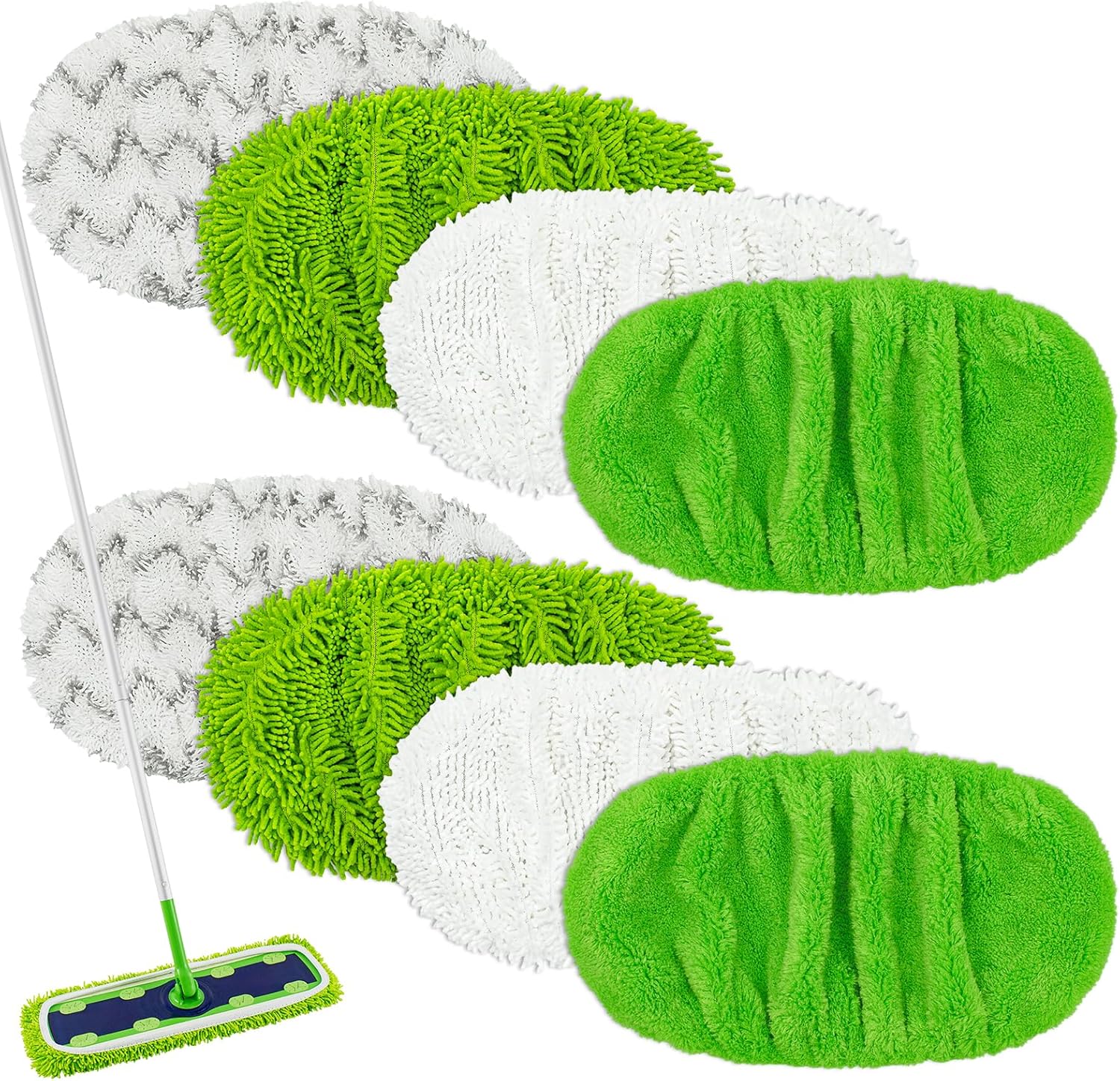 8 Pack Reusable Swiffer XL Mop Pads - Wet Dry Compatible