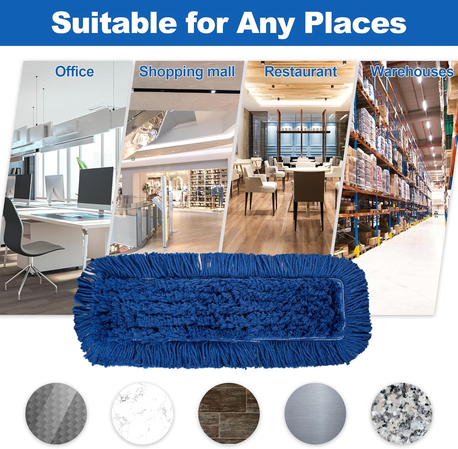 4 Pack 24-Inch Washable Dust Mop Heads - No Clinging Easy to Use