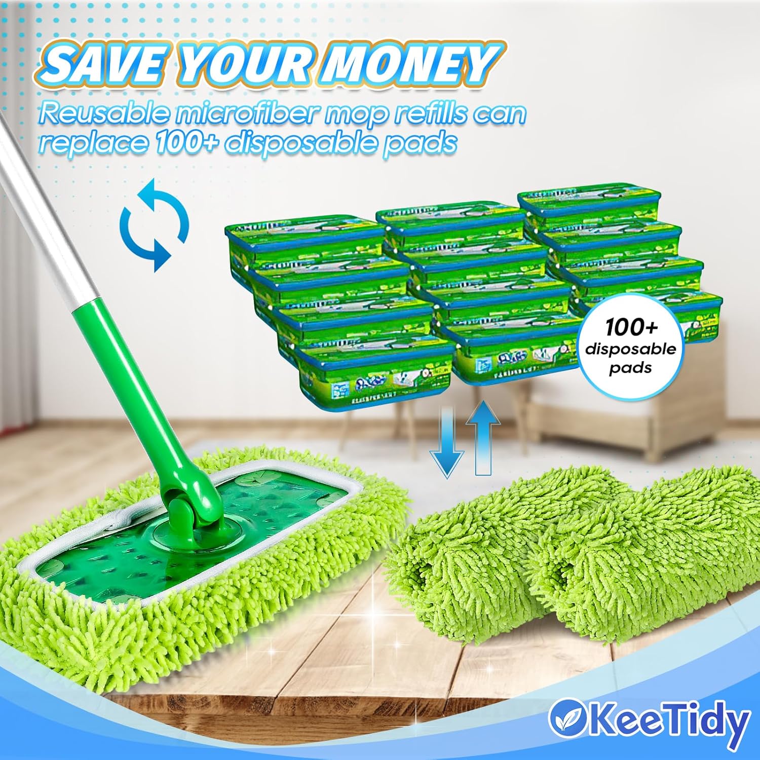 KeeTidy Reusable Mop Pads 3 Pack for Swiffer Sweeper 1