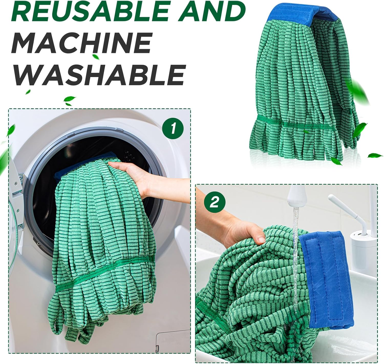 Hushee 6 Pack Heavy Duty Microfiber Tube Mop Heads