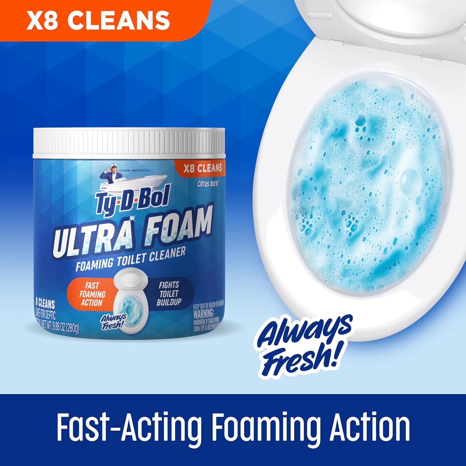Ty-D-Bol Ultra Foam Toilet Bowl Cleaner - 8 Uses Citrus Scent