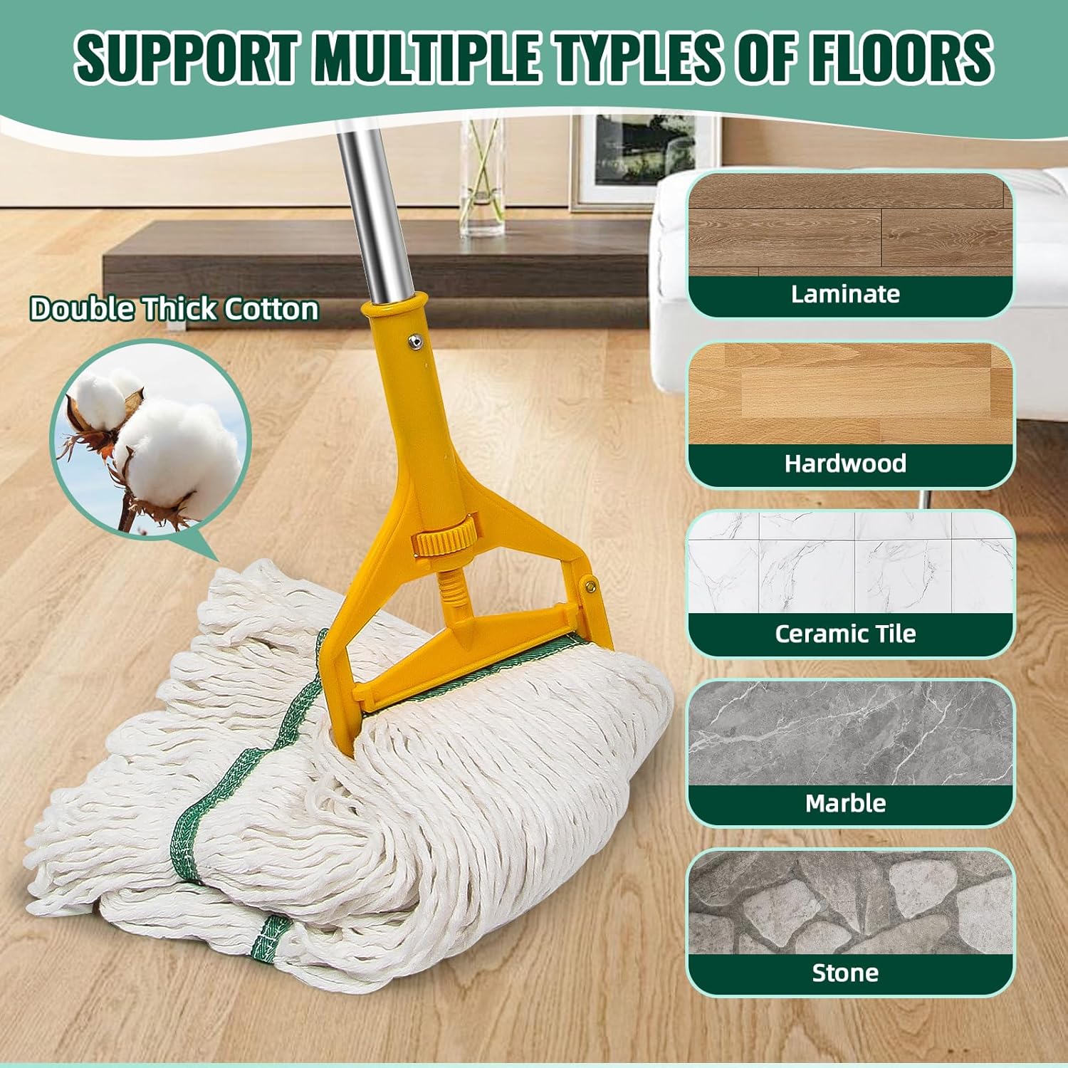 kCarpoly 20oz Heavy Duty Mop Head Refills 6 Pack