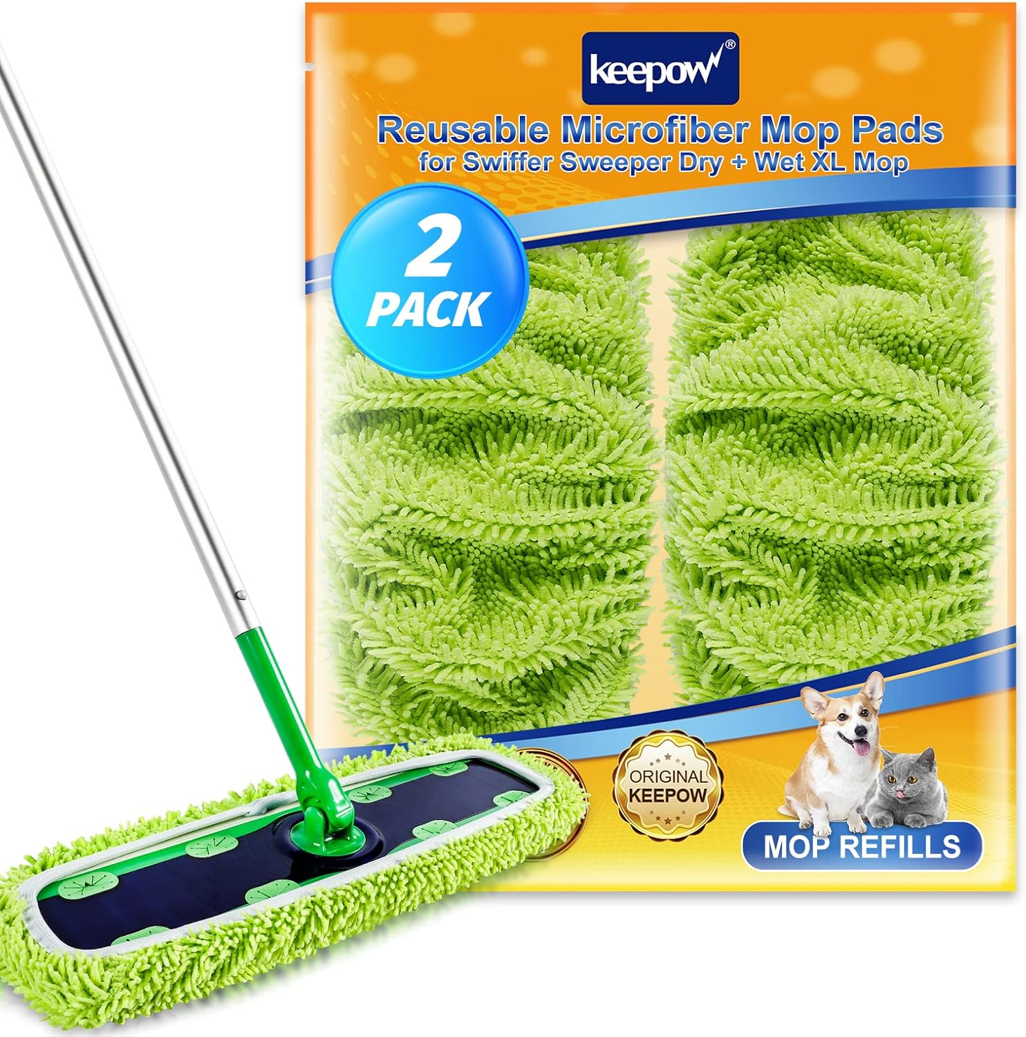 KEEPOW Reusable XL Wet Pads Refills for Swiffer XL Mop