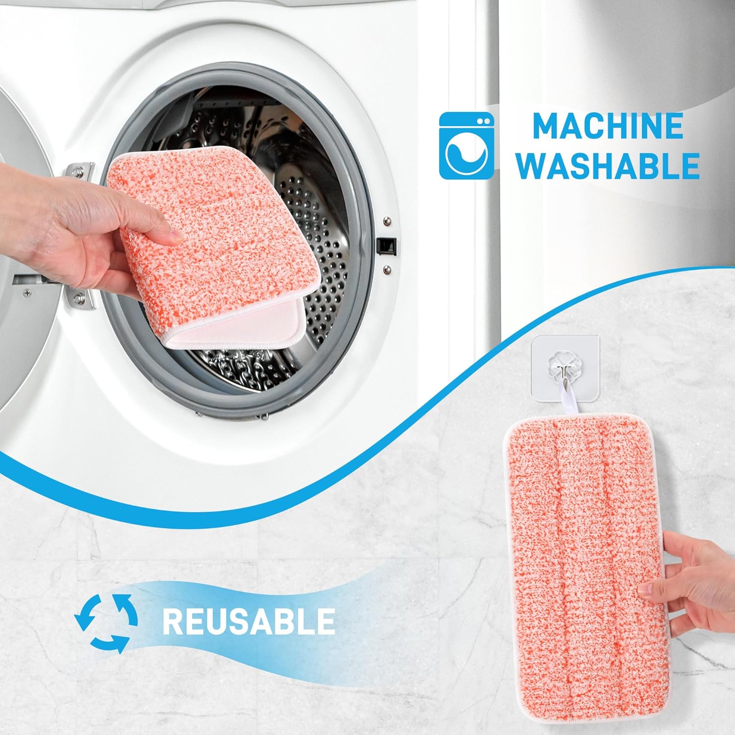 Bvhonwe 8 Pack Reusable Swiffer Wet Jet Mop Pads