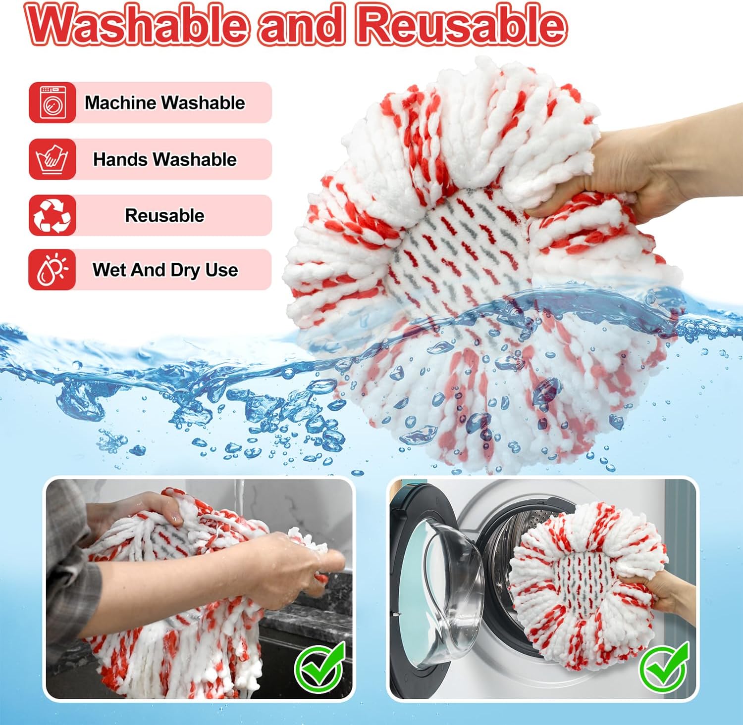 3 Pack Deep Clean Refill for Oceda EasyWring Spin Mop System