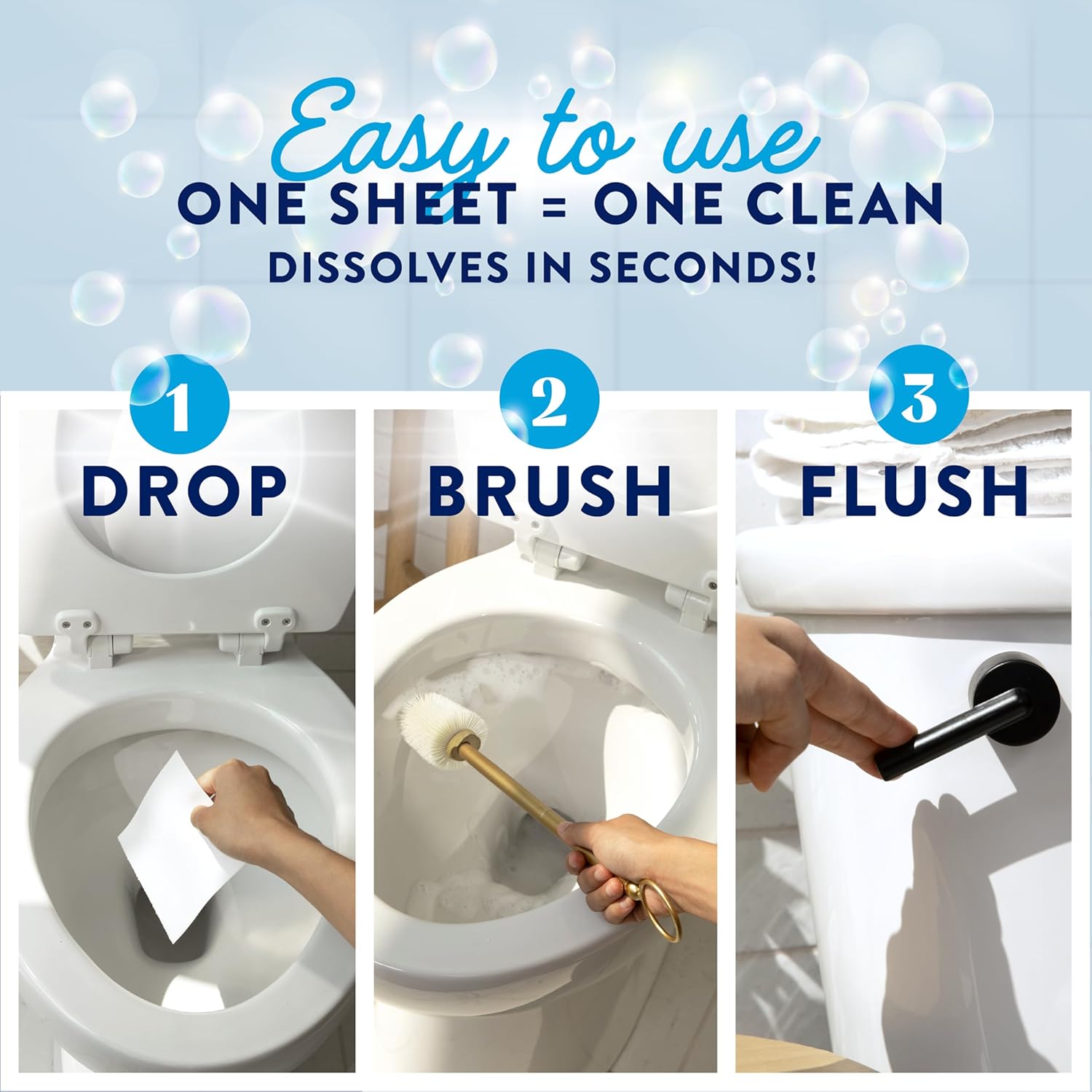 Cleancult Toilet Bowl Cleaner Sheets - 32 Uses Septic Safe Plastic-Free 1