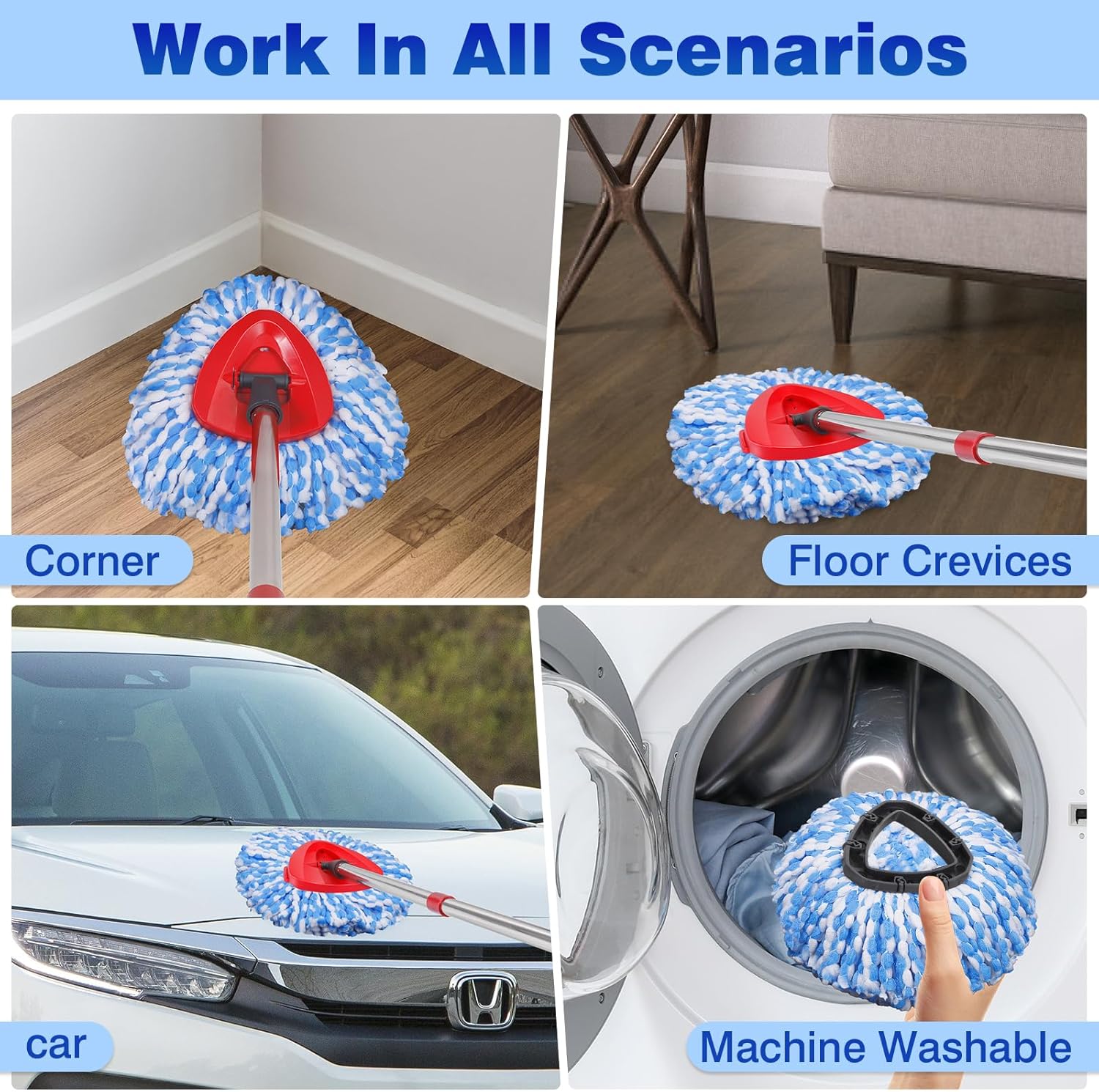 BOCA STORY 6 Mop Heads Scrub Brush Base Combo