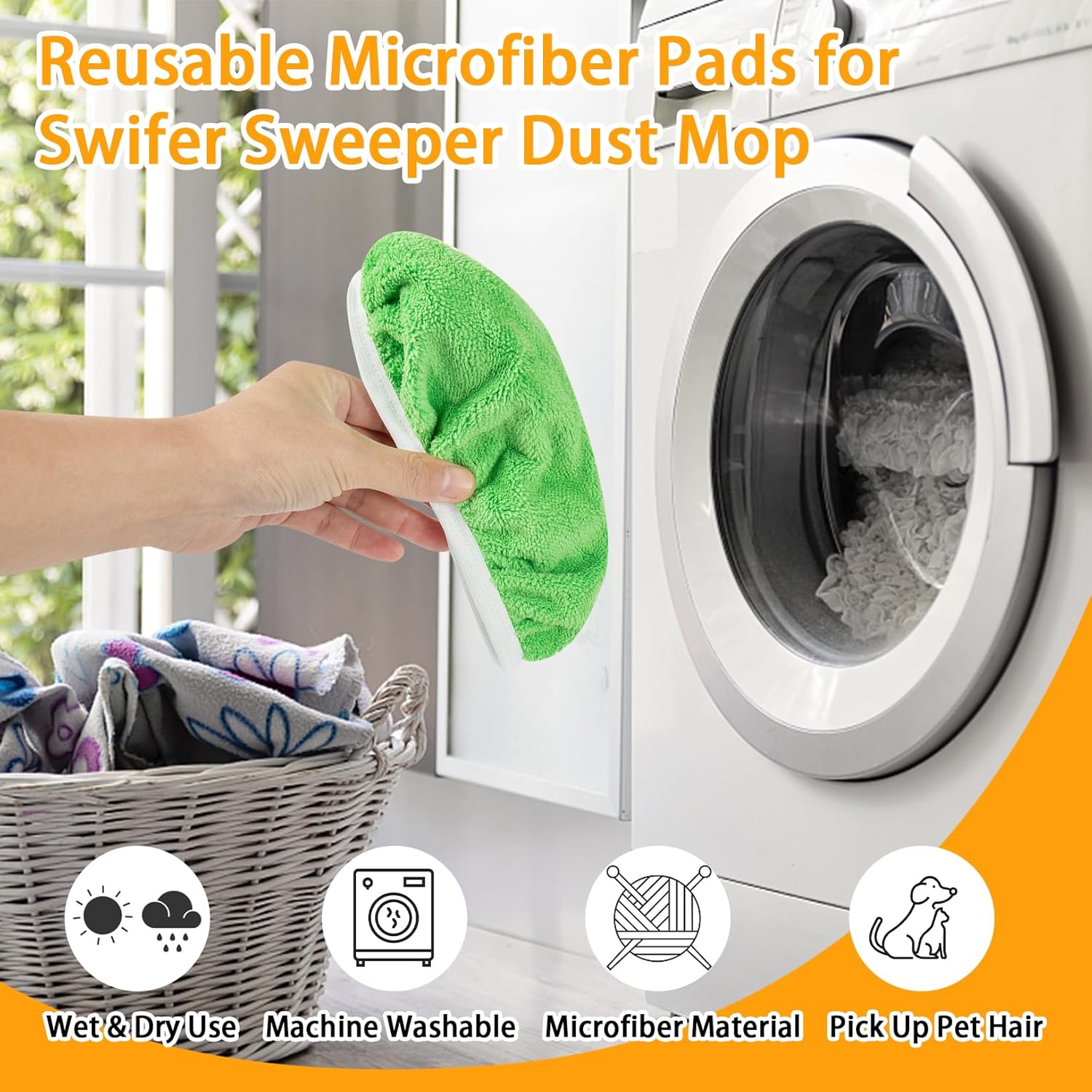 Unoutur Reusable Microfiber Mop Pads 16PCS