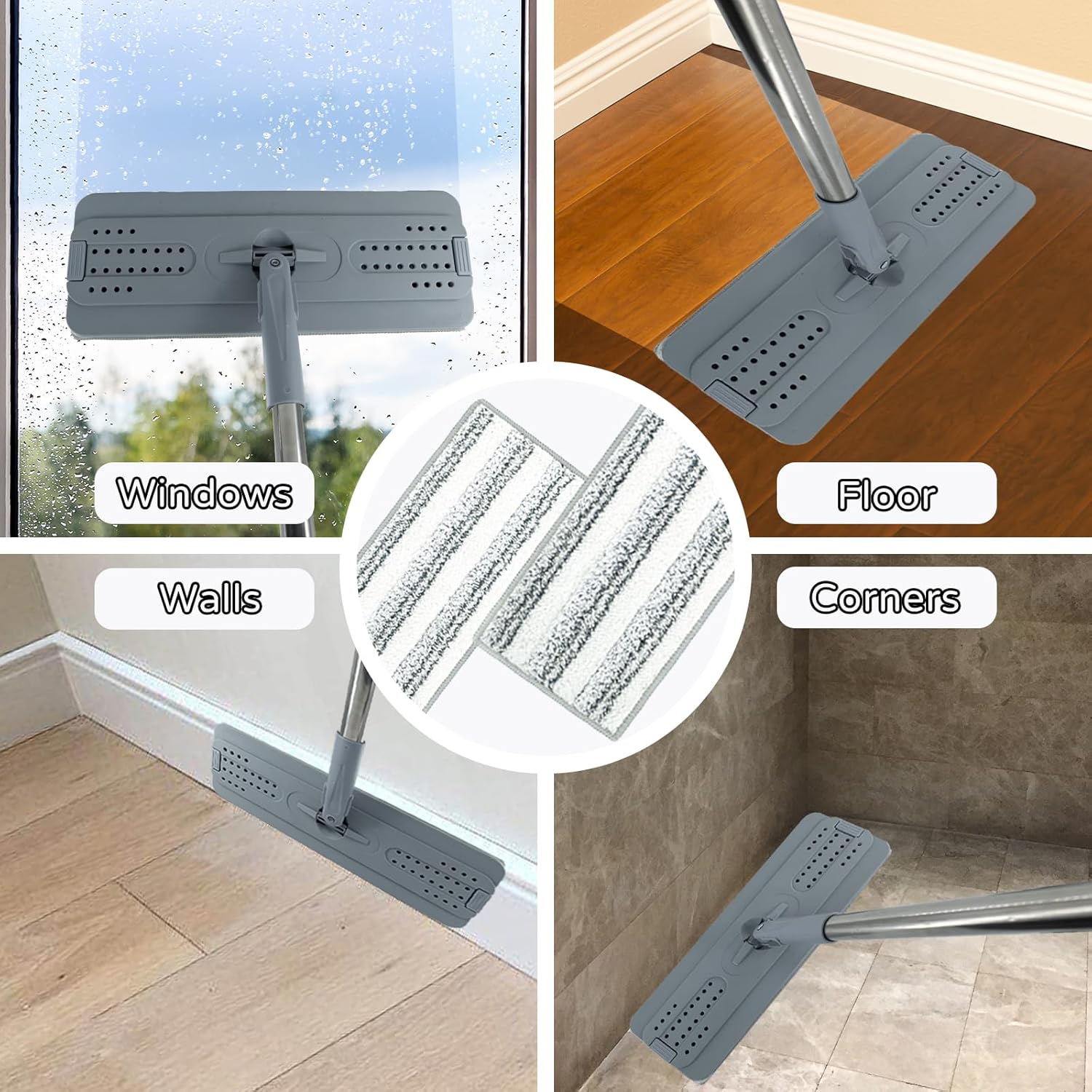 12 Pack Microfiber Mopping Pads - Reusable Washable